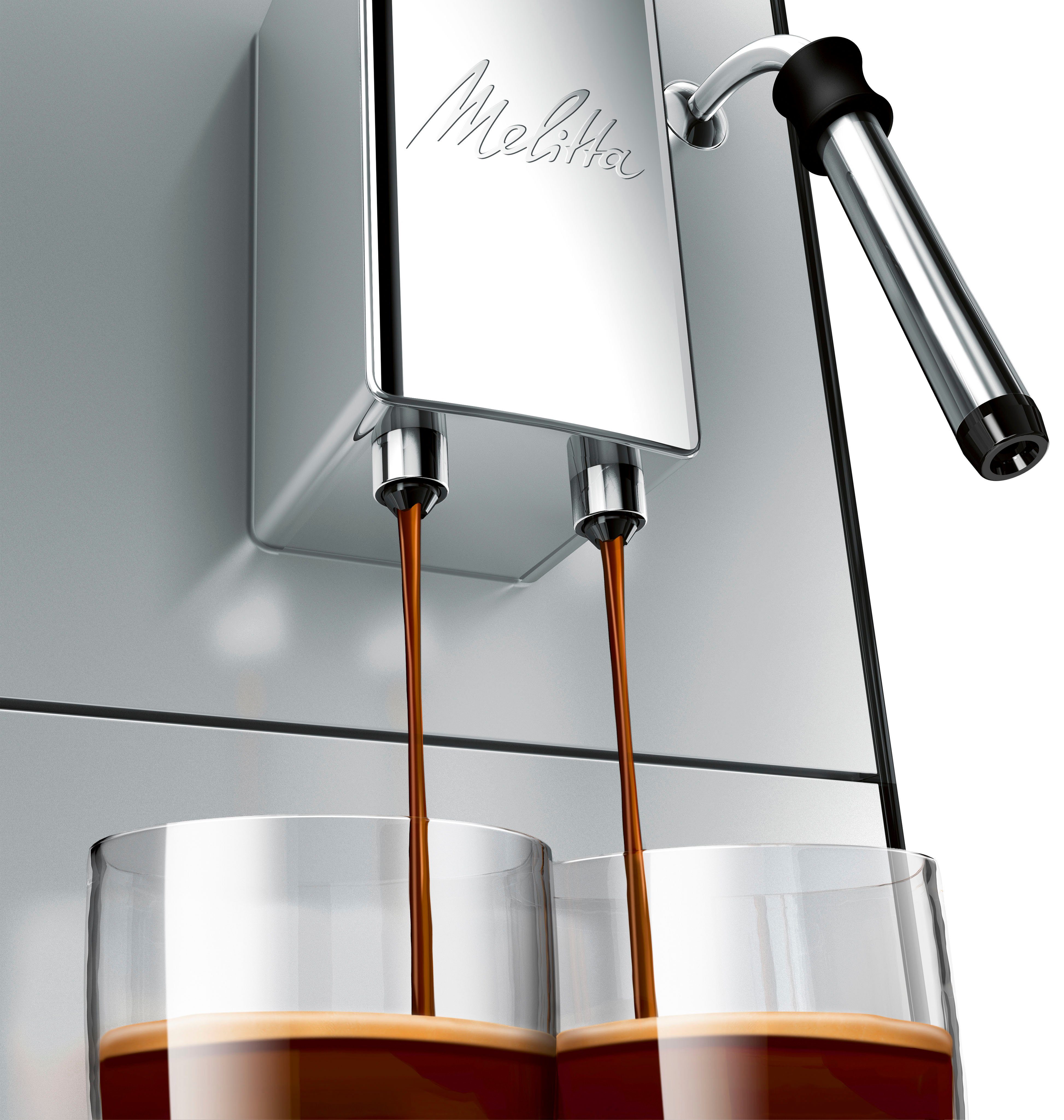 Café Solo® & Milchschaum Kaffeevollautomat silber/schwarz, crème Düse für One & Milk per Espresso E953-202, Melitta Touch,