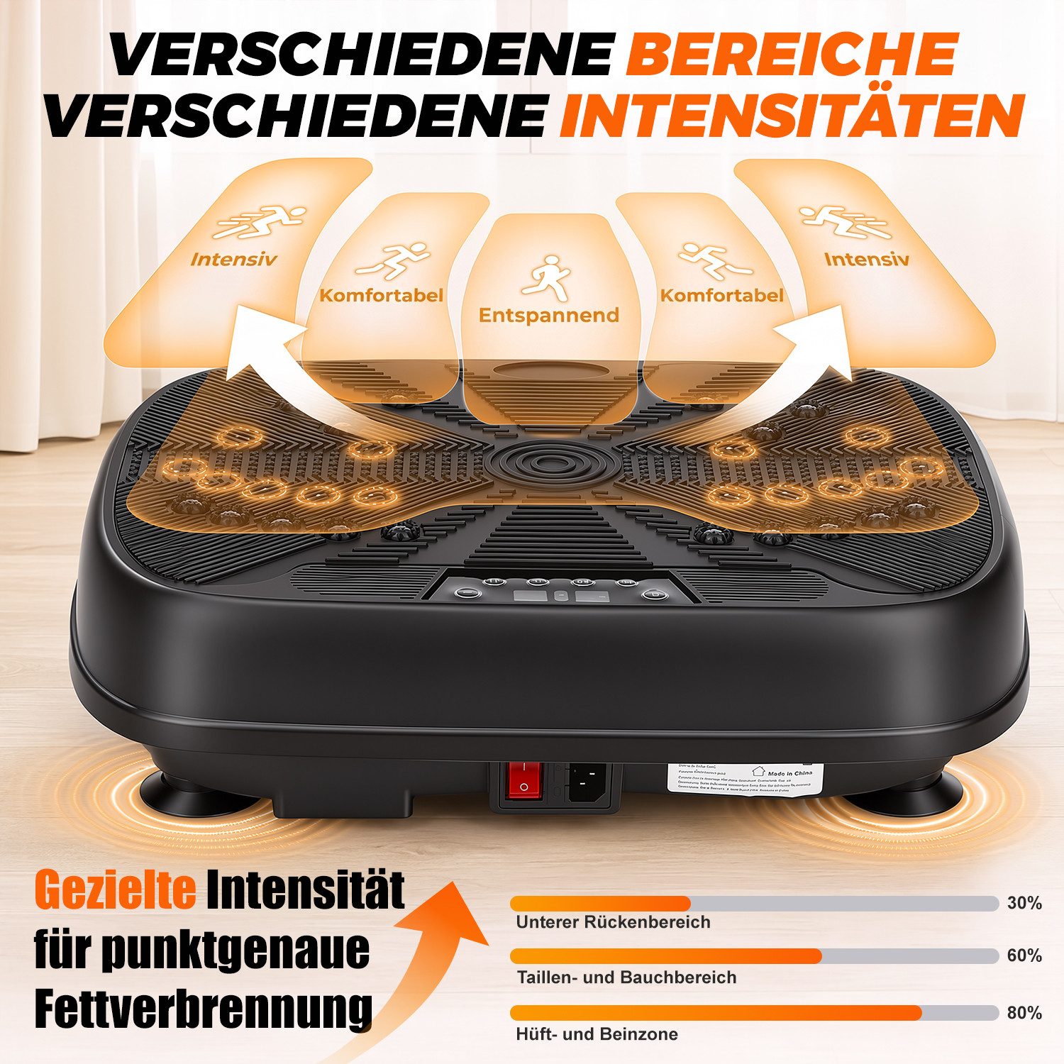 kehot Vibrationsplatte Leise und Kompakte Vibrationsplatte für Körperformung,Entspannung, 200 W, 99 Intensitätsstufen, Fitnessgeräte für Ganzkörpertraining mit  – Bild 5 von 5