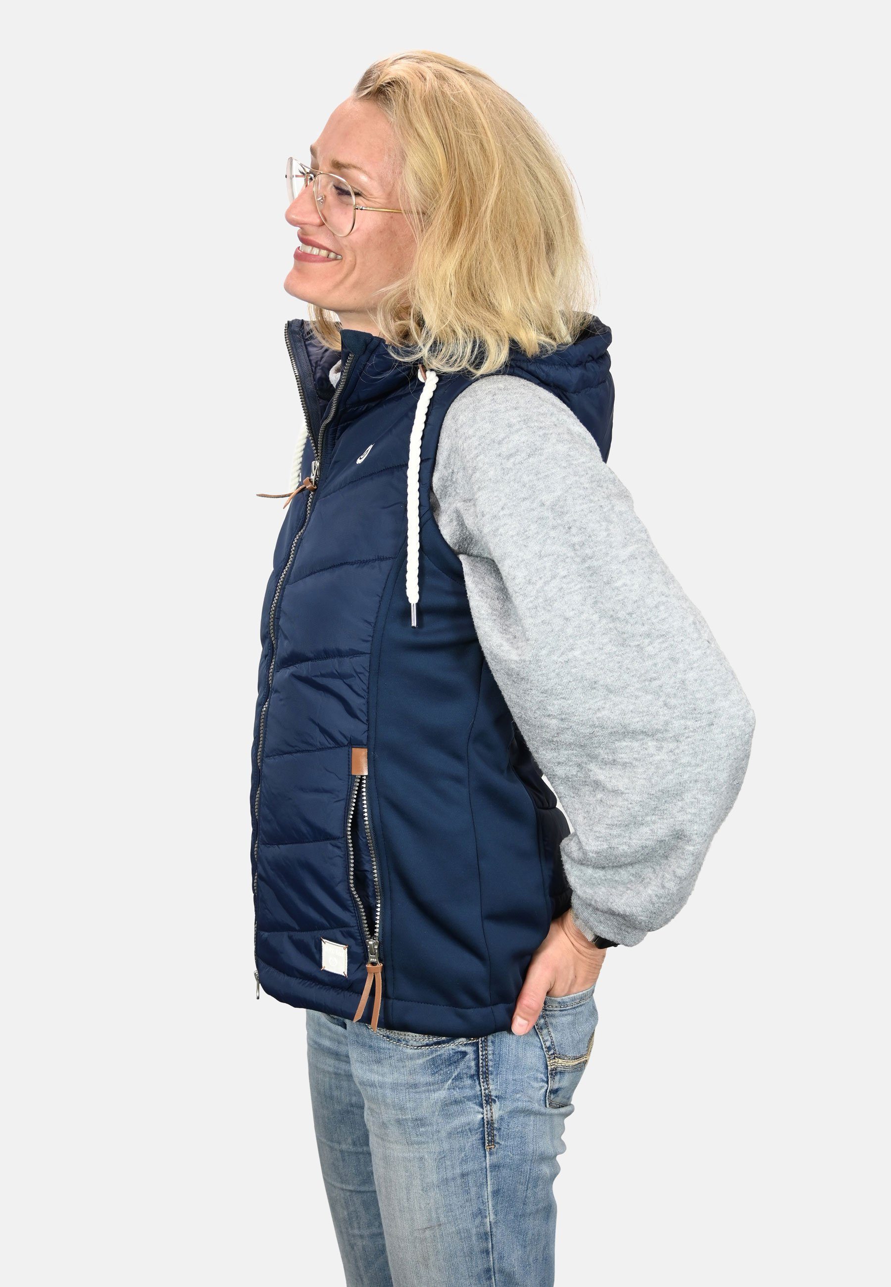 MADSea Allwetterjacke Steppweste hoher Kragen und verstellbare Kapuze