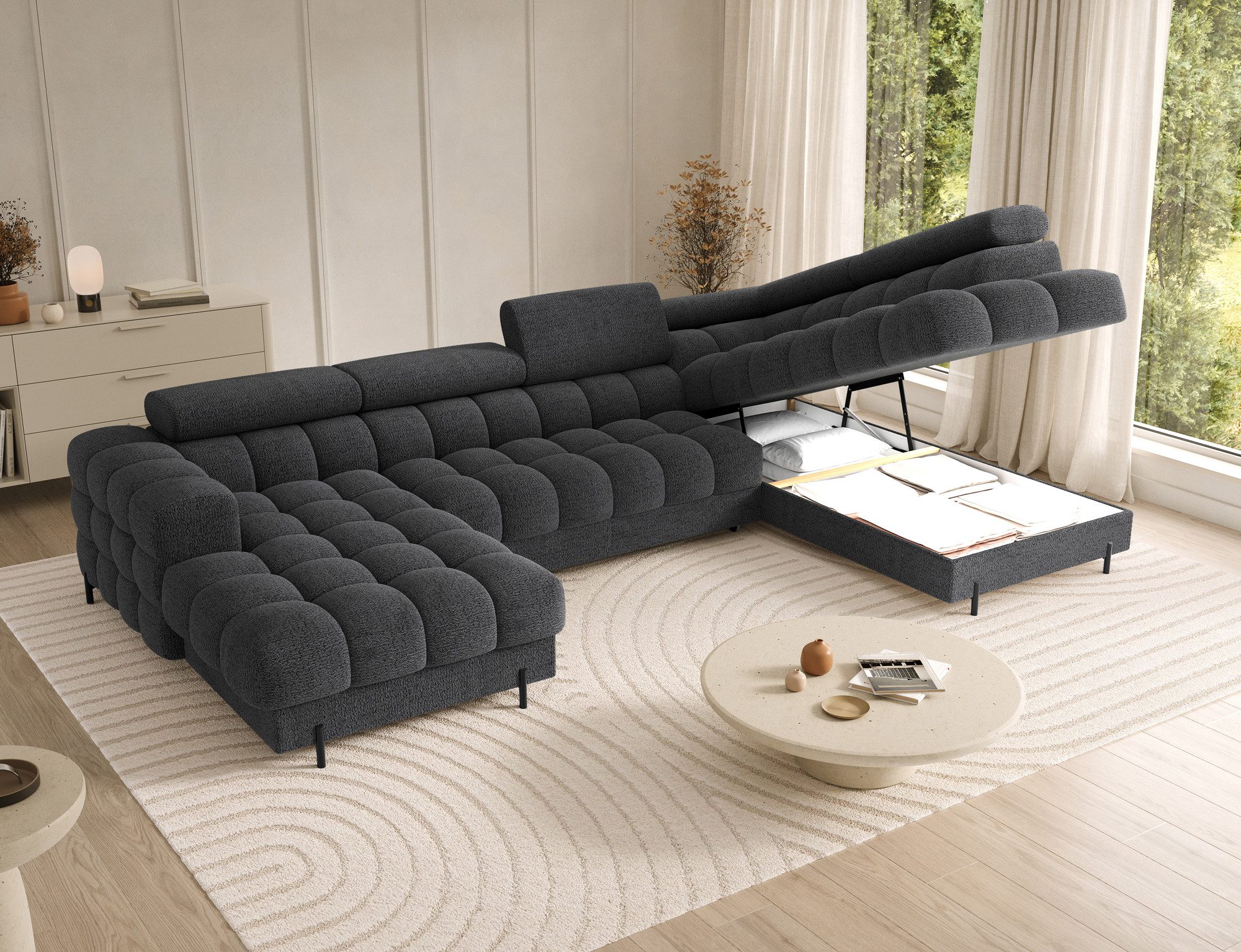 Lukas Möbel Wohnlandschaft Deisgner XXL-Sofa in U-Form Falco mit Schlaffunk günstig online kaufen