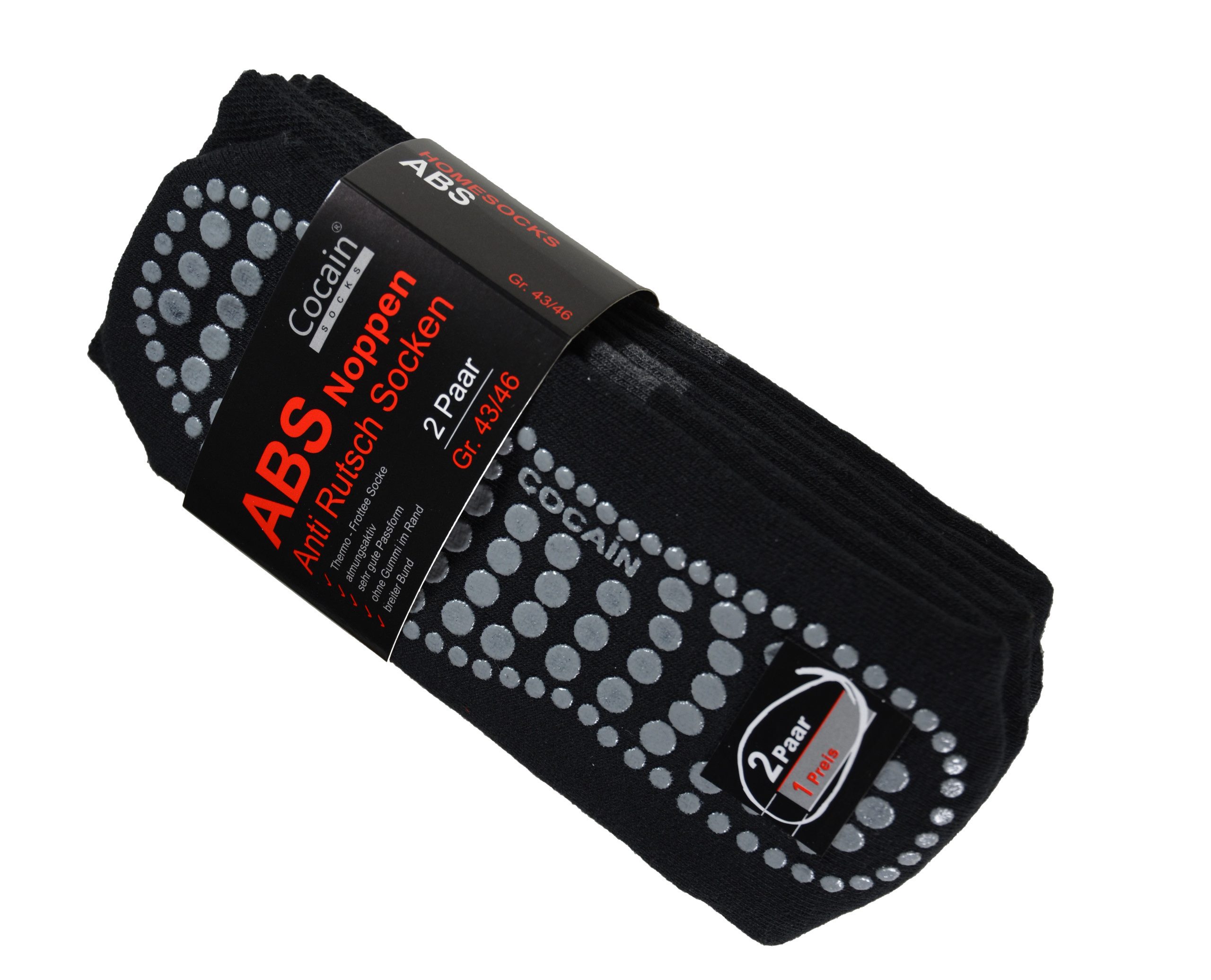 Cocain underwear ABS-Socken 4 Paar warme Anti Rutsch Socken ABS Stoppersocken Noppen Haussocken (4-Paar) ohne einschneidendes Bündchen