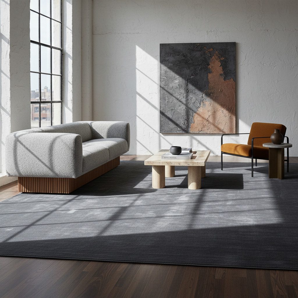 KADIMA DESIGN Teppich LECH Wohnzimmer Waschbar Schlafzimmer Wohnzimmerteppich Esszimmer Uni, Läufer, Höhe: 9 mm, Grau, 60x110 cm, Esszimmerteppich Fußbodenheizung Waschbar