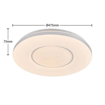 Lindby LED Deckenleuchte Robini, dimmbar, LED-Leuchtmittel fest verbaut, Farbwechsel warmweiß / tageslicht, Modern, Metall, Kunststoff, weiß, chrom, 1 flammig, inkl.