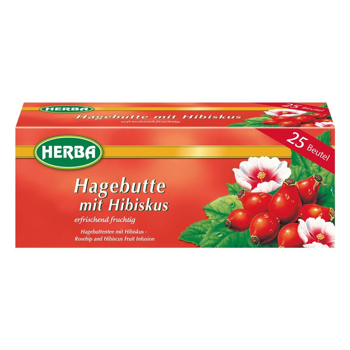 HERBA Tee Hagebutte mit Hibiskus, 25 Teebeutel, Früchtetee