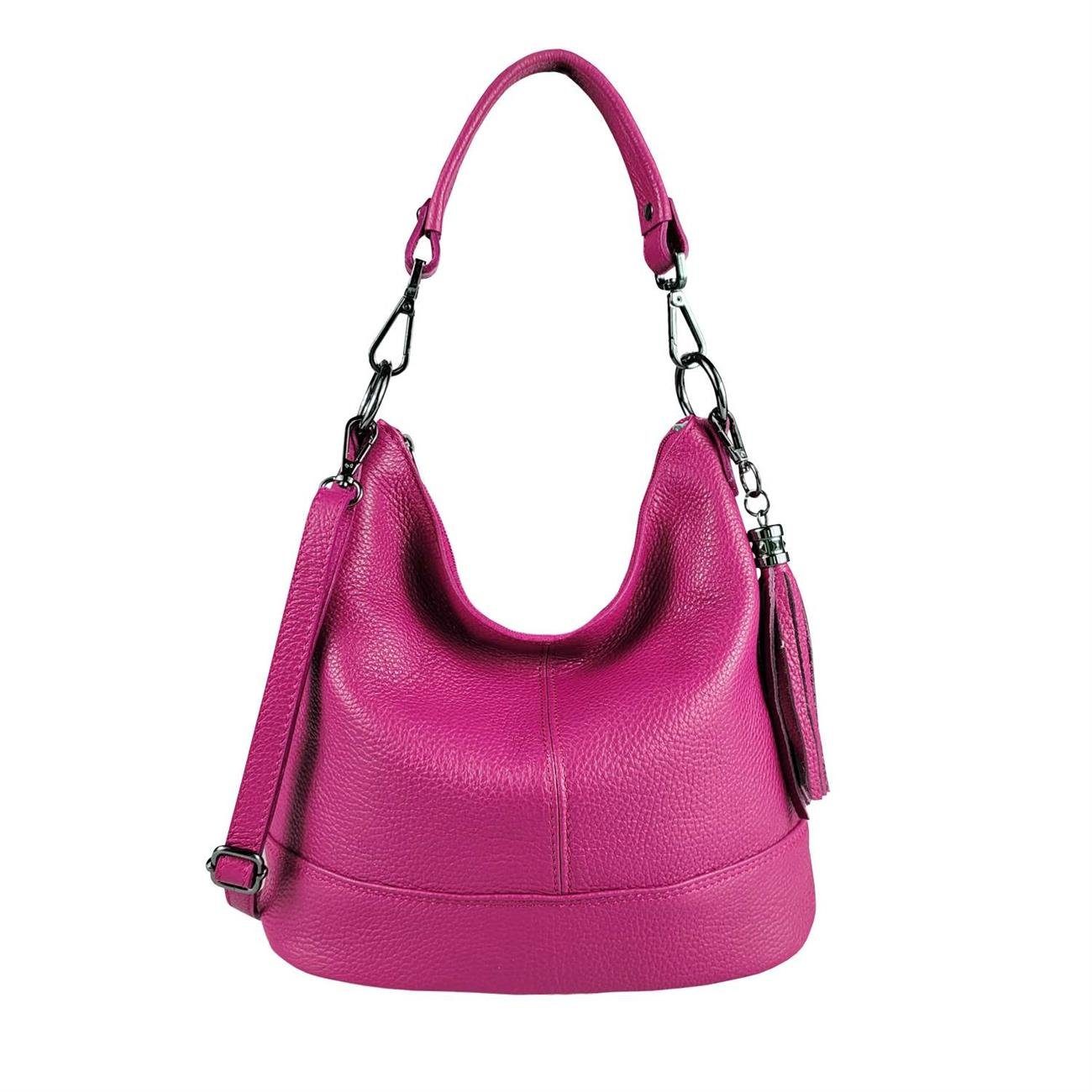 Schultertasche Made in Italy Damen Leder Tasche Shopper