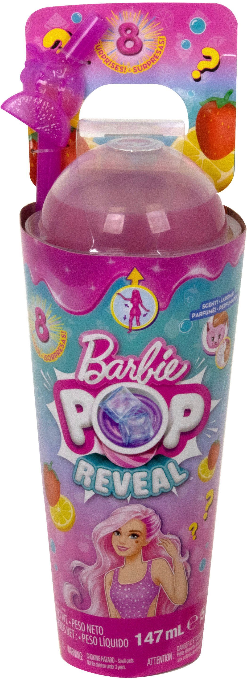Barbie Anziehpuppe Pop! Reveal, Fruit, Erdbeerlimonadendesign, Farbwechsel mit