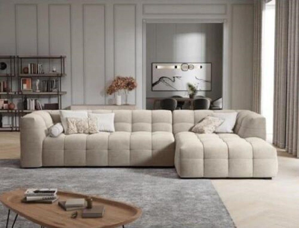 JVmoebel Ecksofa Ecksofa L-Form Sofa Couch Design Polster Modern Textil Gruppe Beige