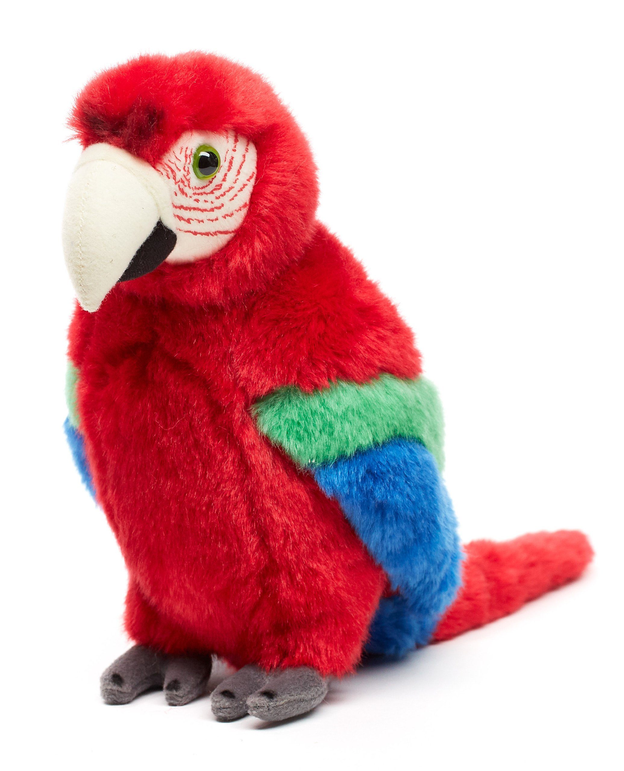 Uni-Toys Kuscheltier - Füllmaterial Plüsch-Vogel - - blau cm Papagei 100 oder Plüschtier, % (Höhe) 24 recyceltes zu rot 
