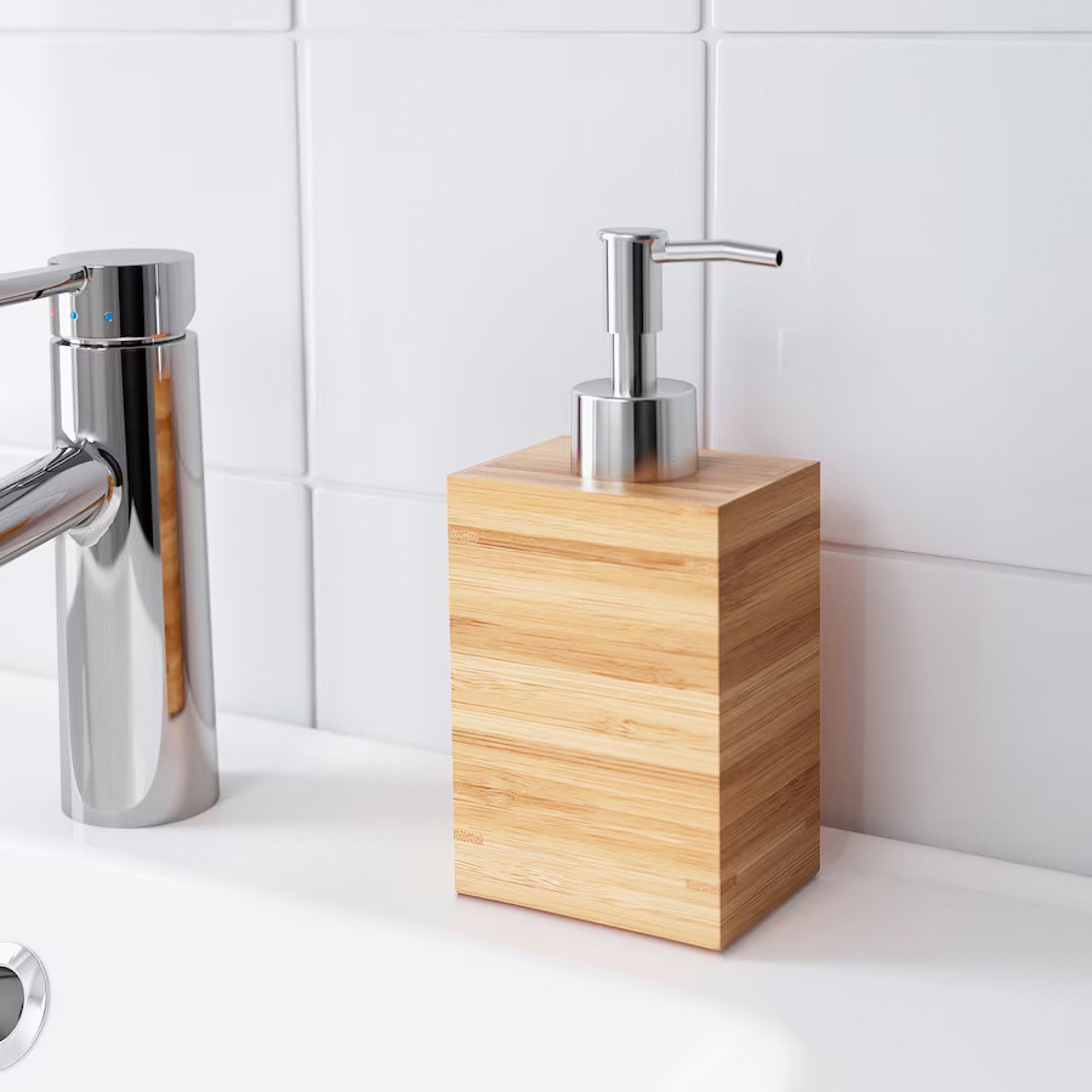 IKEA Seifenspender DRAGAN Bambus Seifenspender, elegant 350 ml IKEA, Seifenspender-Set