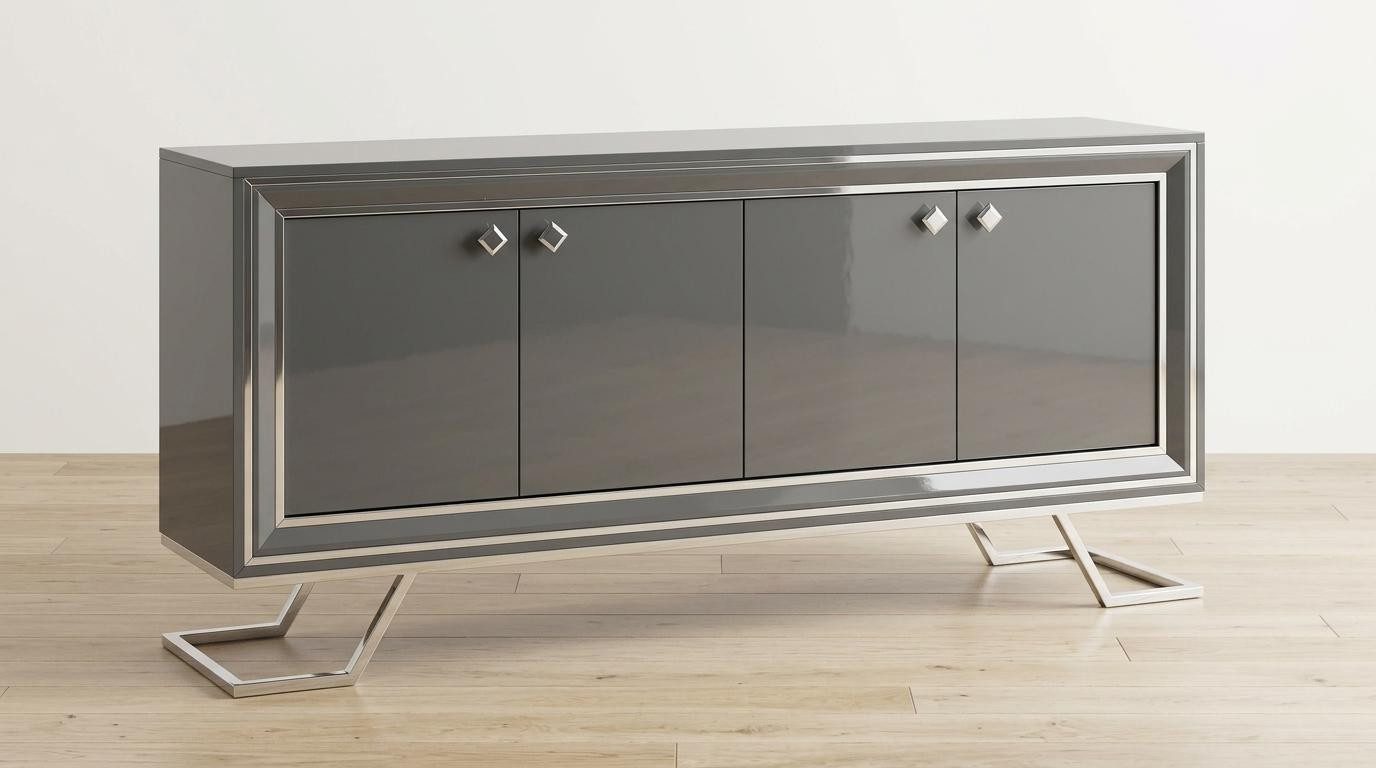 Xlmoebel Konsolentisch Moderner Konsolentisch in Silber mit 4 praktischen Schubladen, Made in Europa