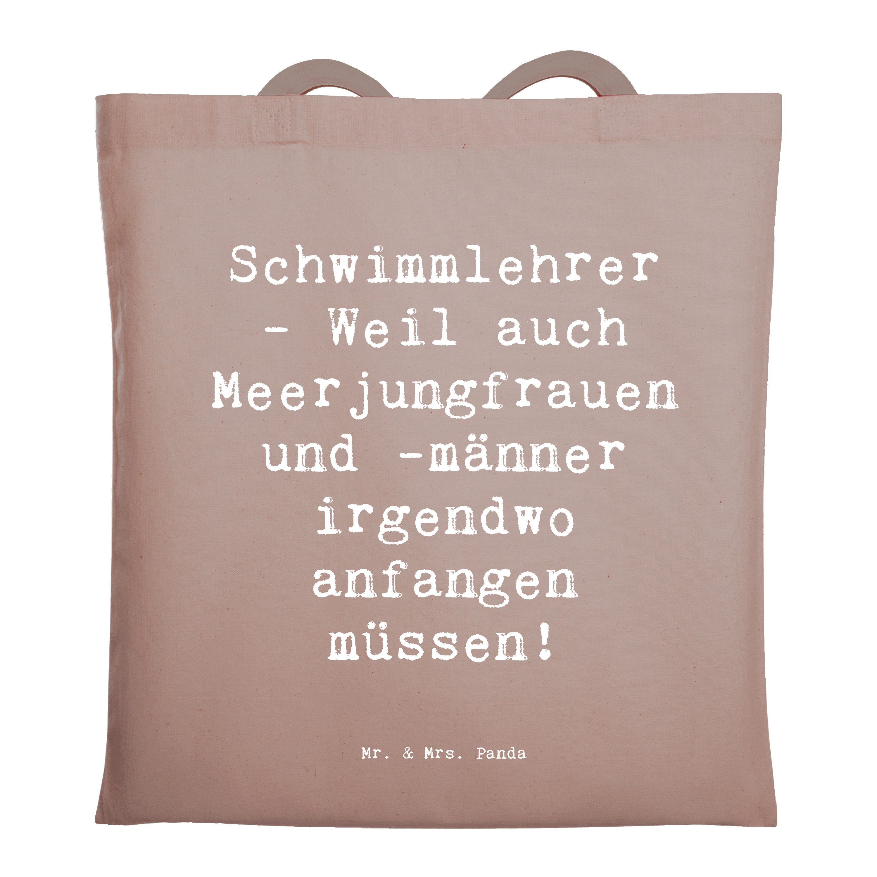 Tragetasche Spruch Schwimmlehrer Anfang - Braun Pastell - Geschenk, humorvoller S