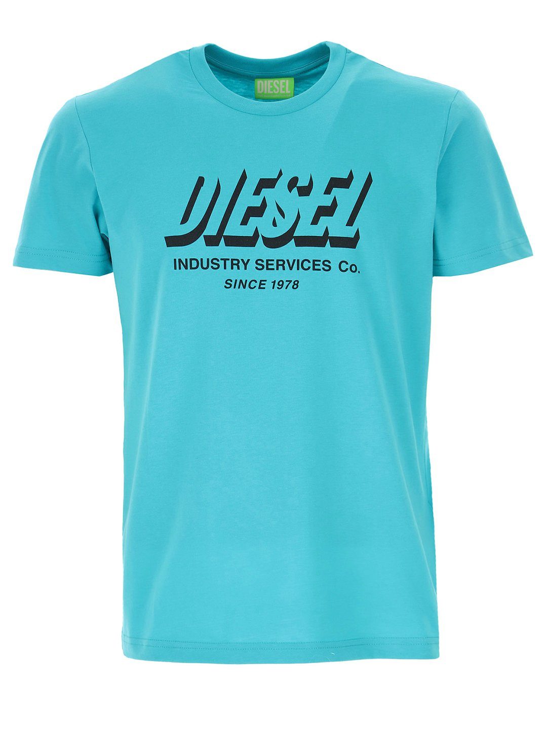 Diesel Rundhalsshirt Logo Print Slim Fit Türkis Bio Baumwolle - T-DIEGOS-A5 5II