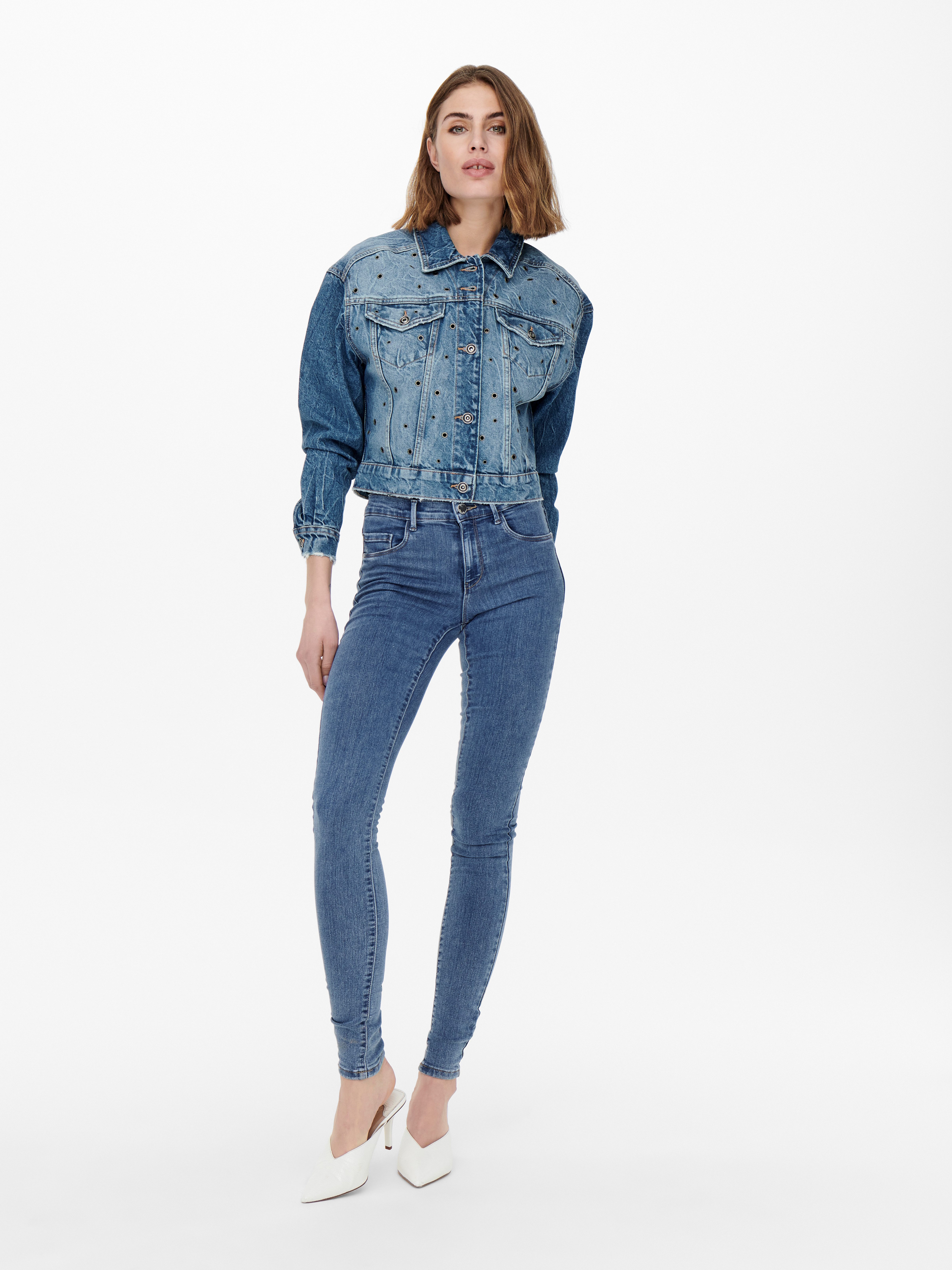 ONLY Skinny-fit-Jeans ONLRAIN LIFE REG SKINNY DNM mit Gürtelschlaufen