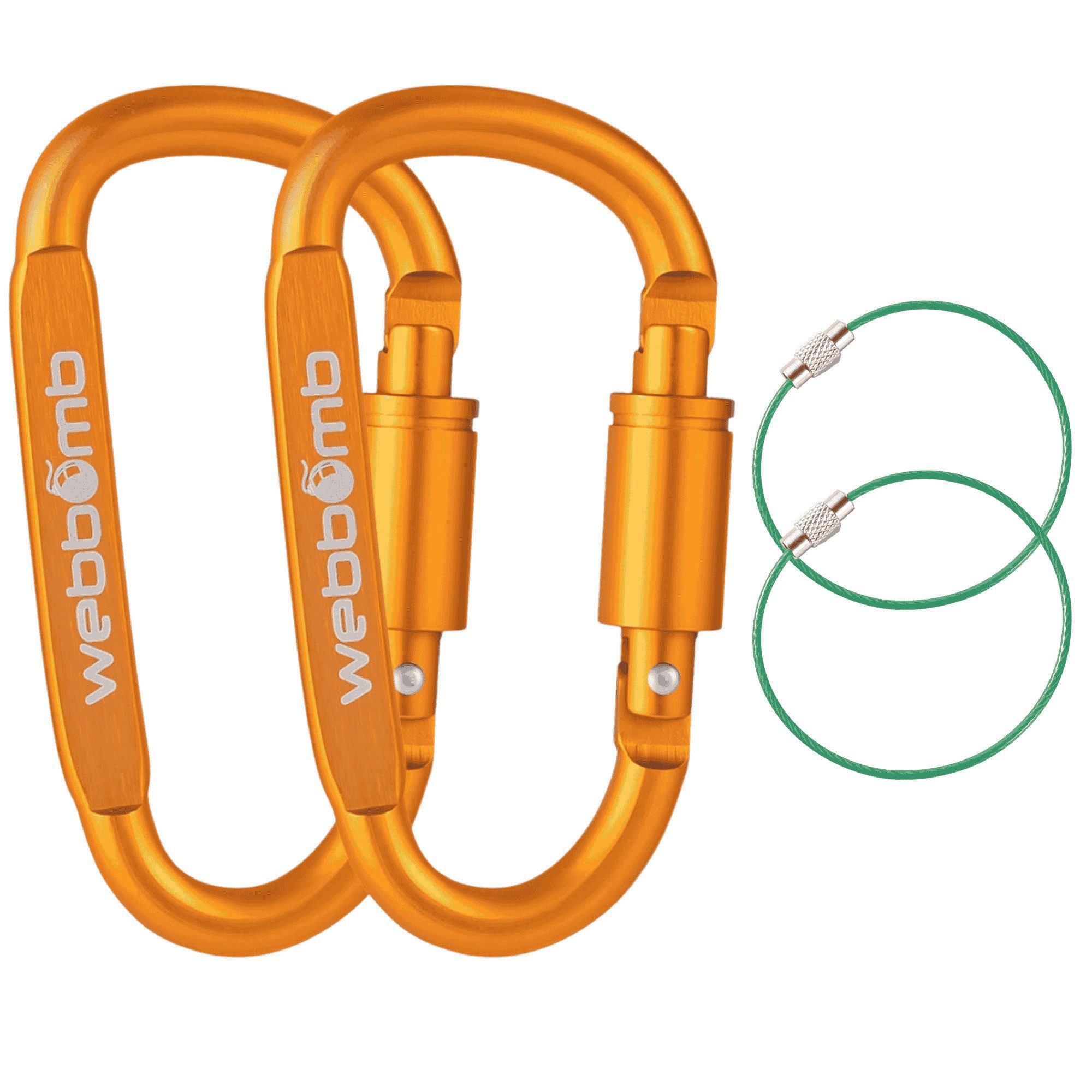 WEBBOMB Karabiner 8cm Schraubkarabiner Karabinerhaken + Schlüsselring Schlüsselanhänger, (2 St)