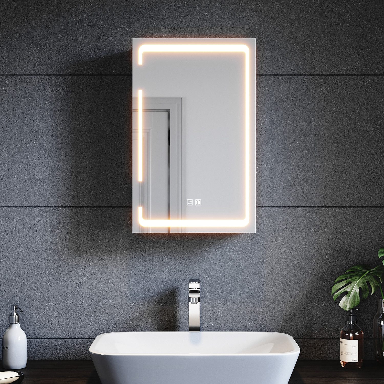 SONNI Badezimmerspiegelschrank Doppeltüriger Badspiegelschrank mit 3 Farbli günstig online kaufen