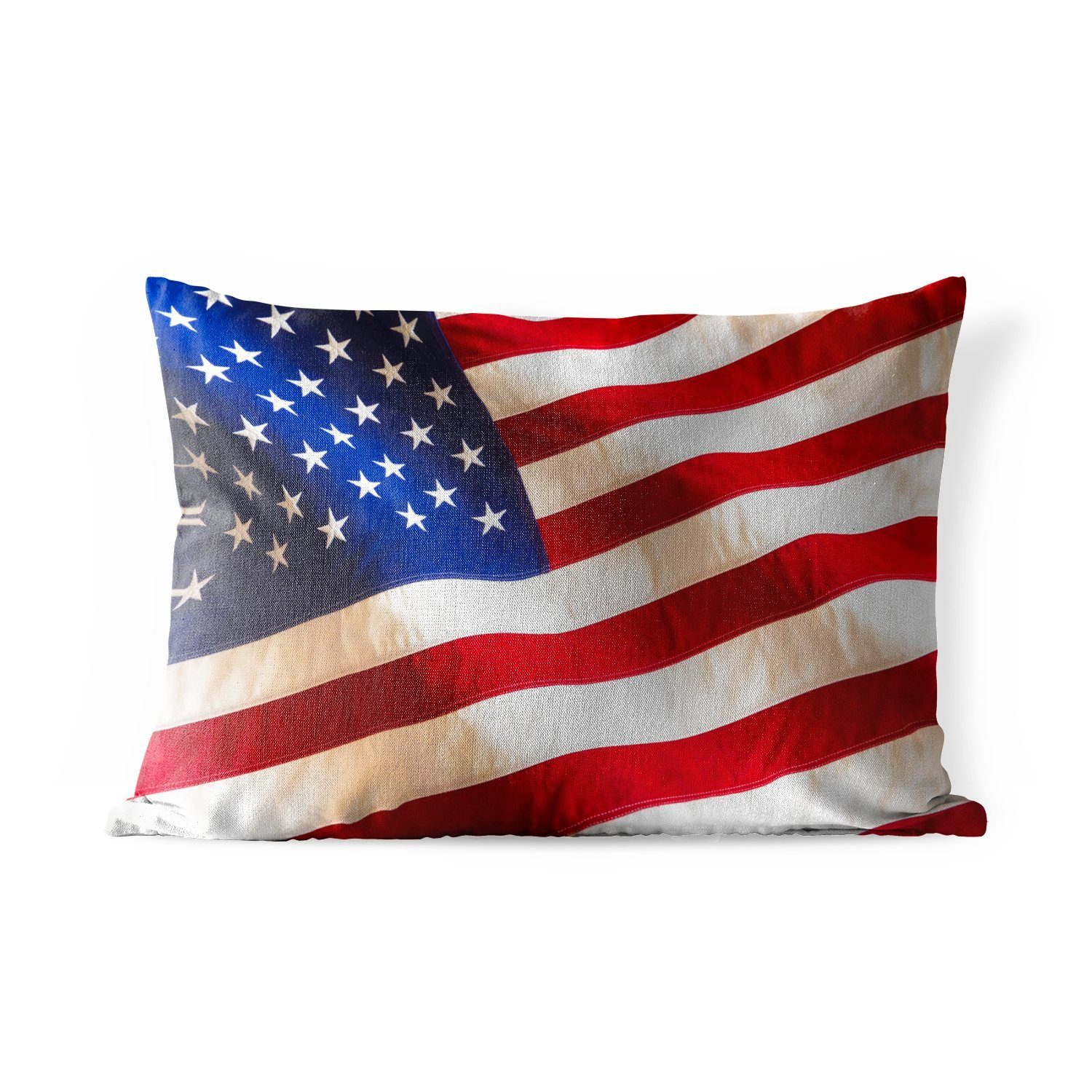 Dekokissenbezug, Outdoor-Dekorationskissen, Polyester, der Flagge Nahaufnahme, Vereinigten Staaten, Dekokissen MuchoWow Kissenhülle