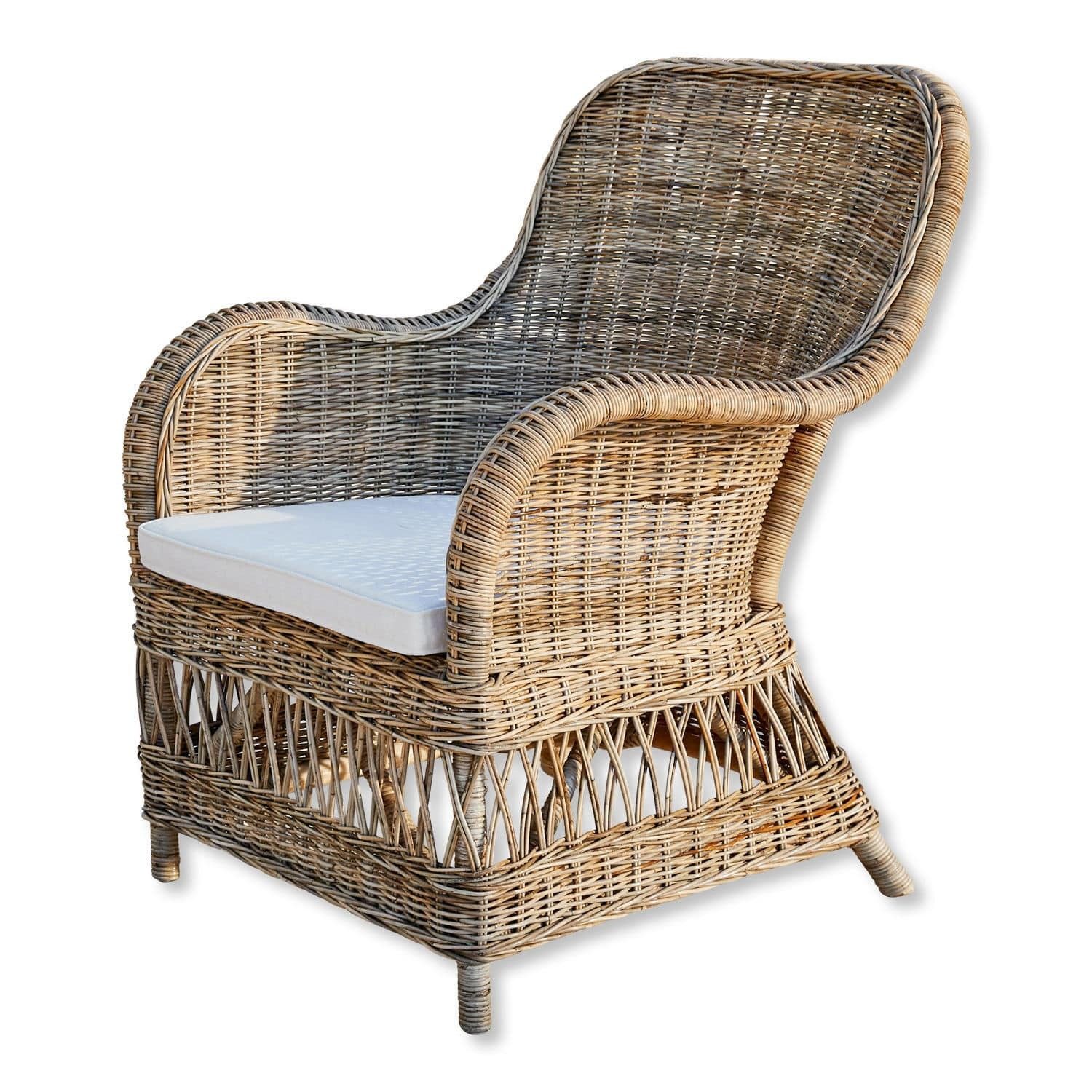Gartensessel gemütlicher Gartenstuhl Chandevion aus handgeflochtenem Rattan braun