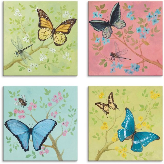 Artland Leinwandbild »Schmetterlinge Pastell«, Insekten (4 Stück)-Otto