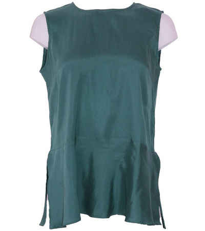 Kate Storm Shirtbluse »katestorm Blusen-Shirt weiches Damen Seiden-Shirt mit Reißverschluss im Nacken Freizeit-Shirt Dunkelgrün«
