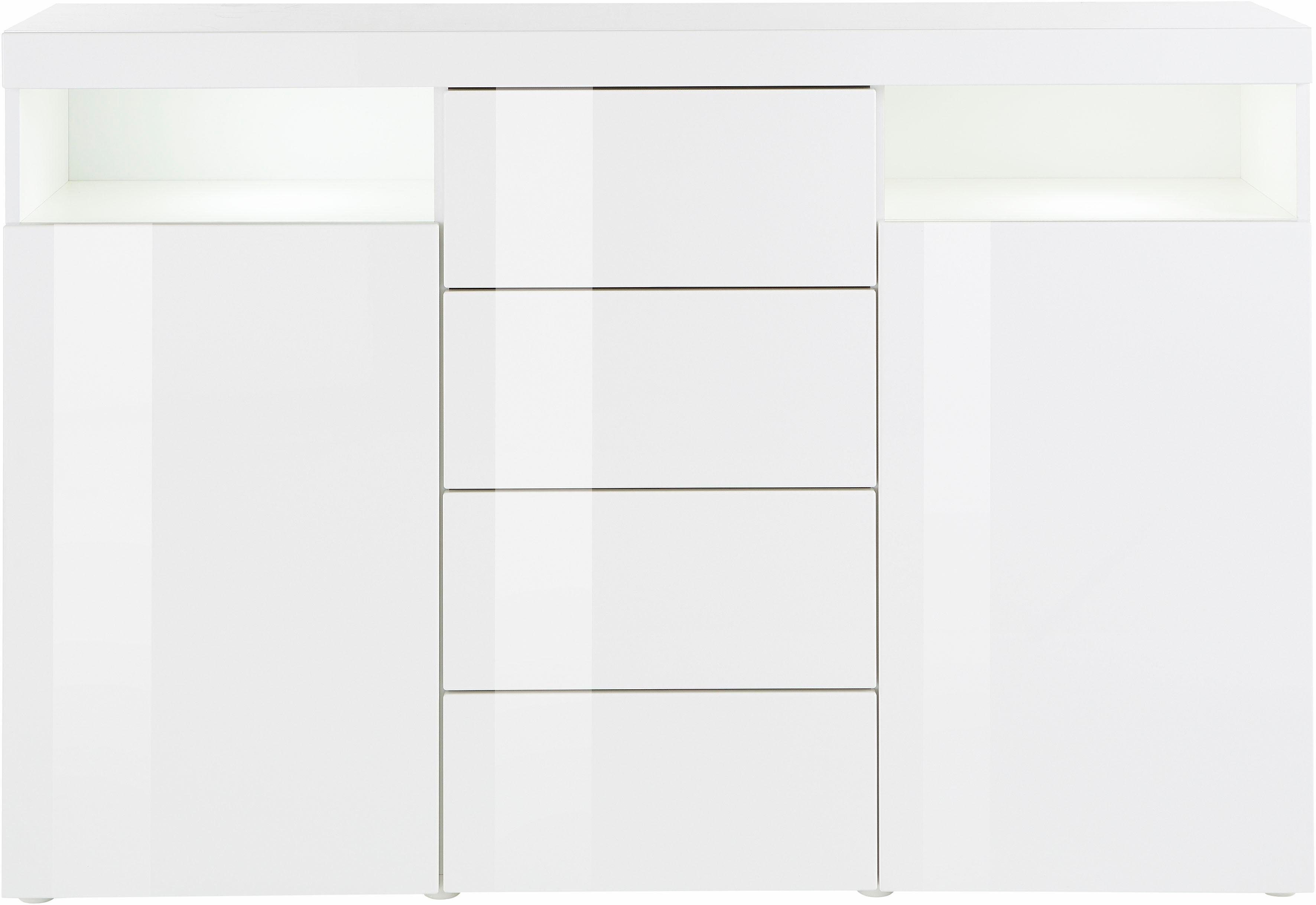 borchardt Möbel Highboard Kapstadt mit Push-to-open-Funktion, Hochglanzdekor, Kommode, Sideboard, Breite 139 cm, 2 Türen, 4 Schubkästen, Modernes Design made in Germany