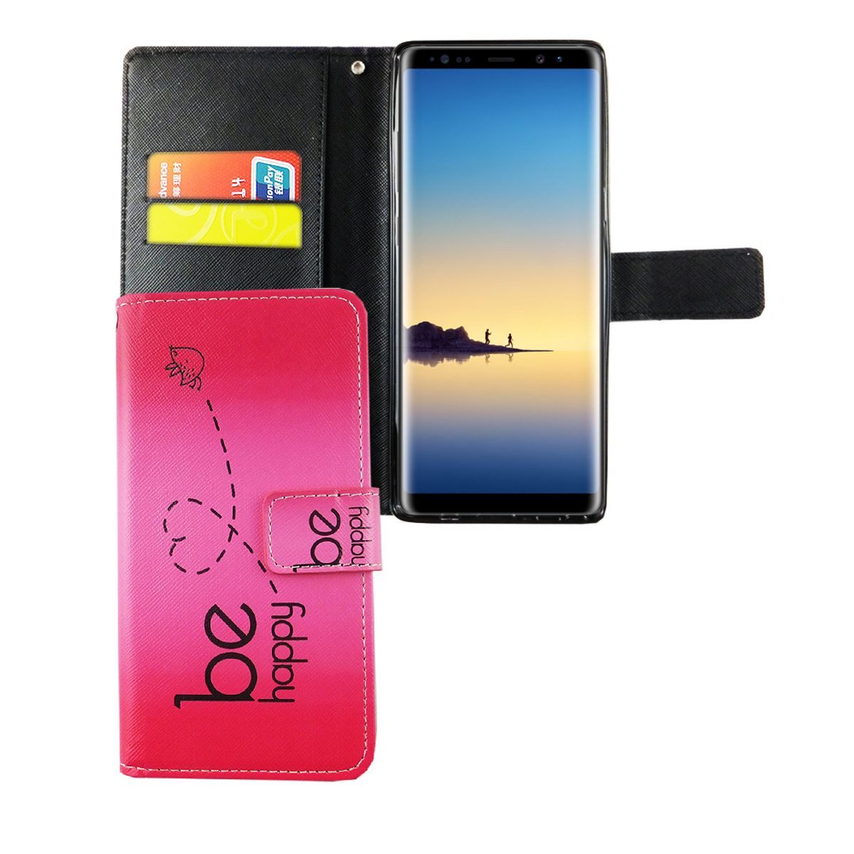 König Design Handyhülle Samsung Galaxy Note 8, Samsung Galaxy Note 8 Handyhülle Bookcover Rosa