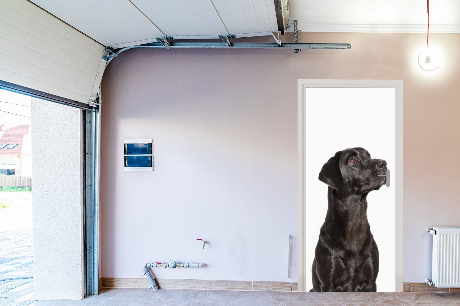 MuchoWow Türtapete Hunde schauen auf, (1 St), Tür, Fototapete Türaufkleber, Matt, bedruckt, cm für 75x205