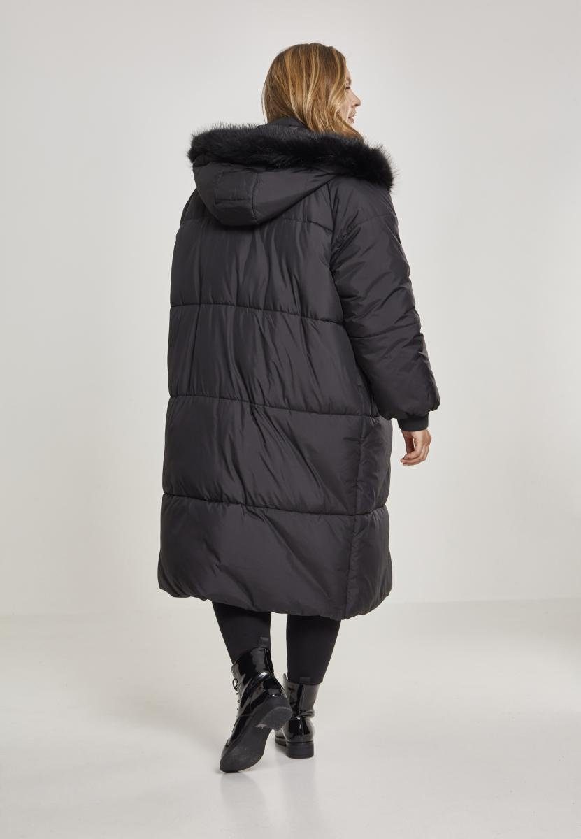 Puffer Damen black/black Coat Oversize Outdoorjacke Fur Ladies (1-St) Faux CLASSICS URBAN