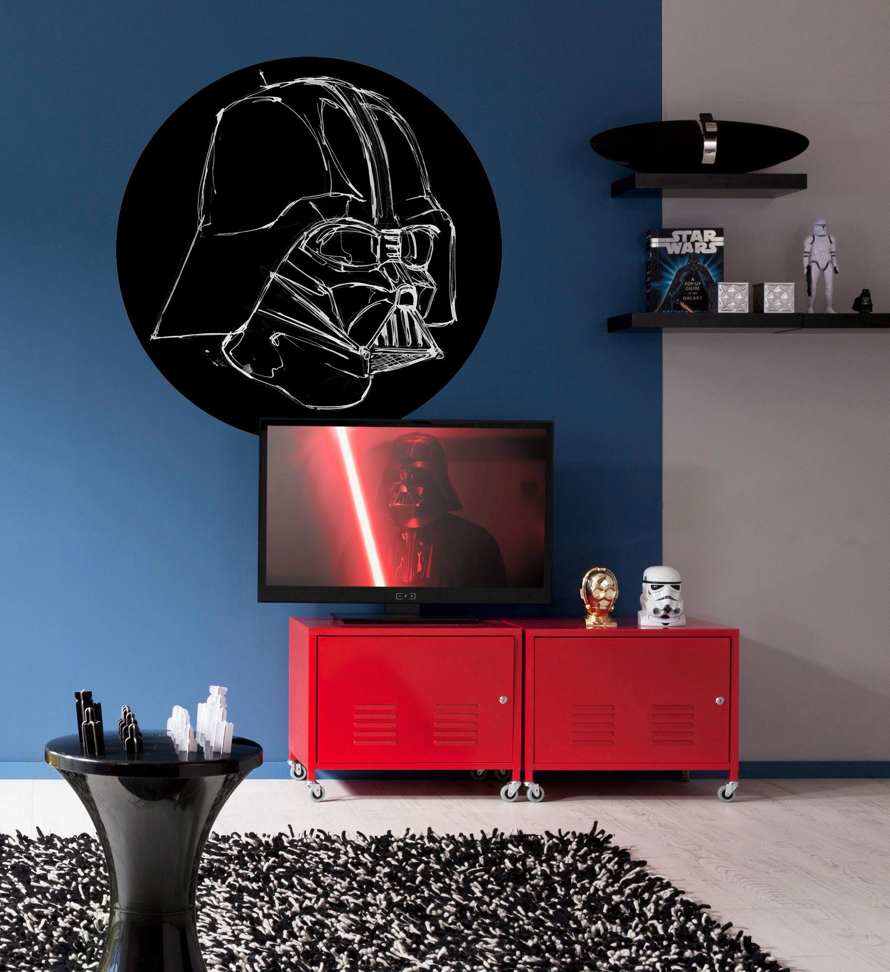 Komar Fototapete »Star Wars Ink Vader«, glatt, bedruckt, Comic, Retro, mehrfarbig, BxH: 128x128 cm, selbstklebend-HomeTrends