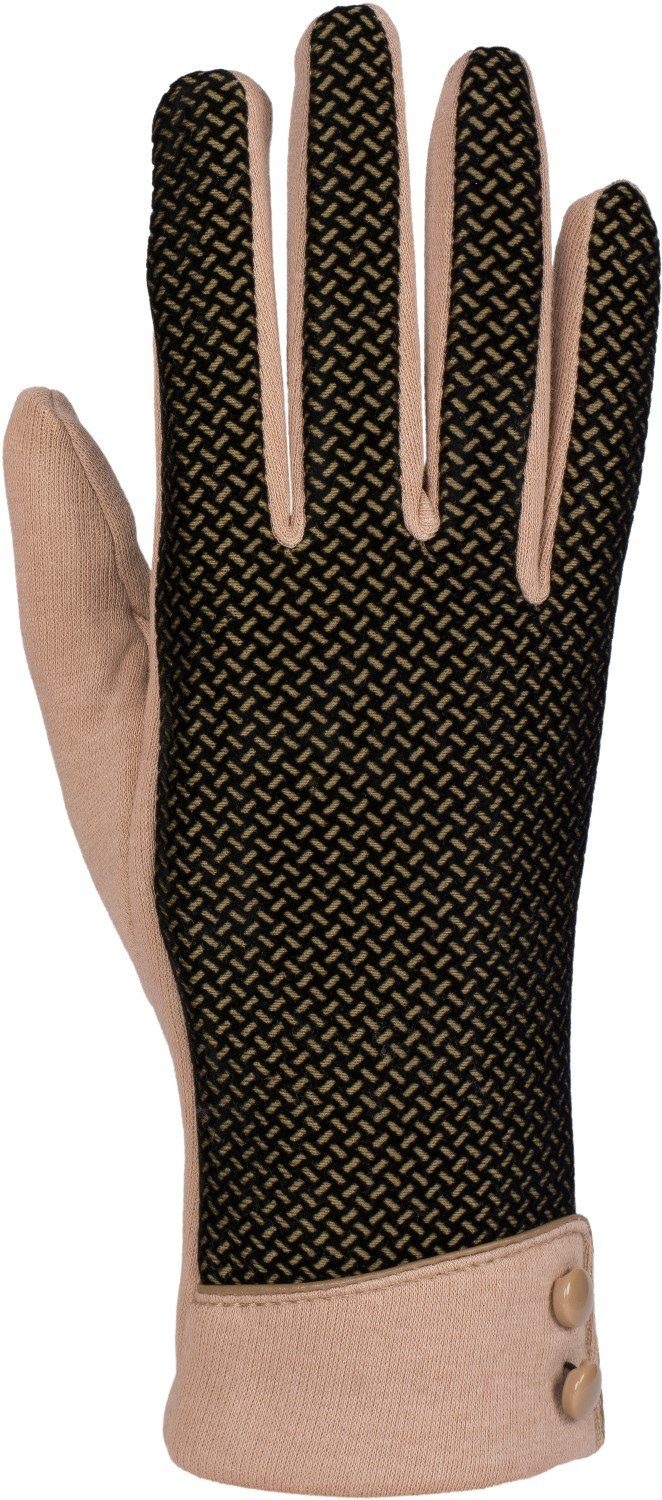 Baumwollhandschuhe Hellbraun mit Handschuhe Riffel Touchscreen styleBREAKER weichem Muster