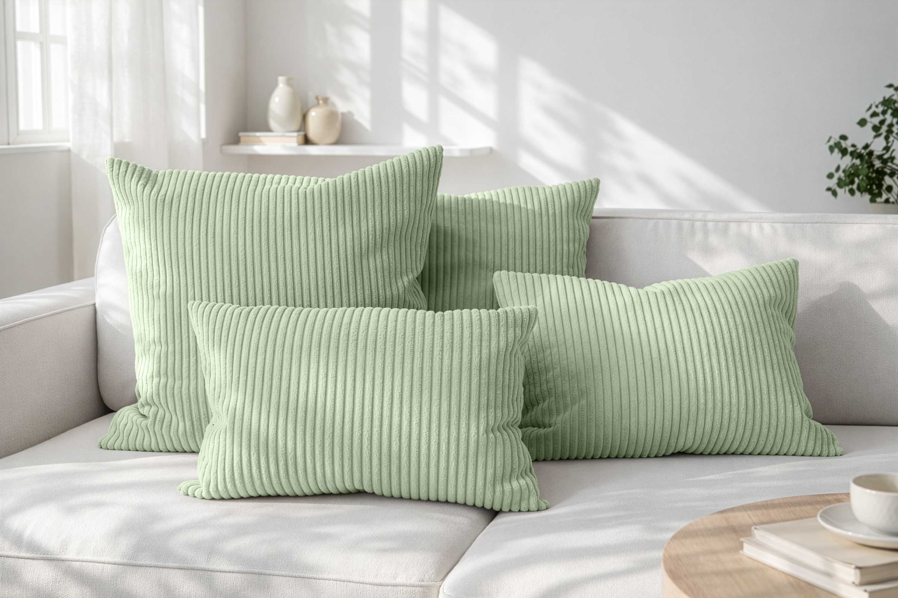 Amilian Dekokissen Sofakissen Cord-Optik 4er Set mit Füllung 2x 40x40 + 2x 35x45 cm, mit Füllung, Hotelverschluss, formstabil