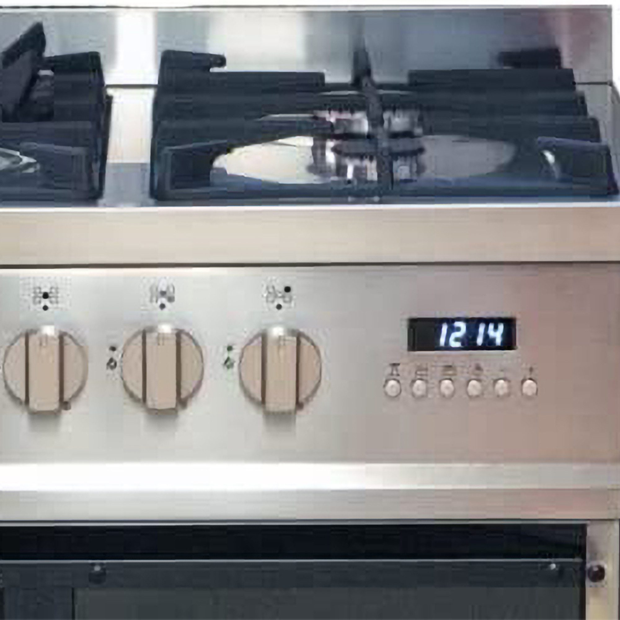 GURARI Gas-Standherd 90 cm Range Cooker, Ausführung: Edelstahl (Inox), Gusseisen, Erdgas oder Propangas, Automatischer Betrieb, Digitaluhr mit elektronischem Programmierer GCH E 911 X...., mit 1-fach-Teleskopauszug, Easy-Clean-Emaille, Freistehender Gas-Elektro-Herd mit XXL Backofen 121 L Multi-8