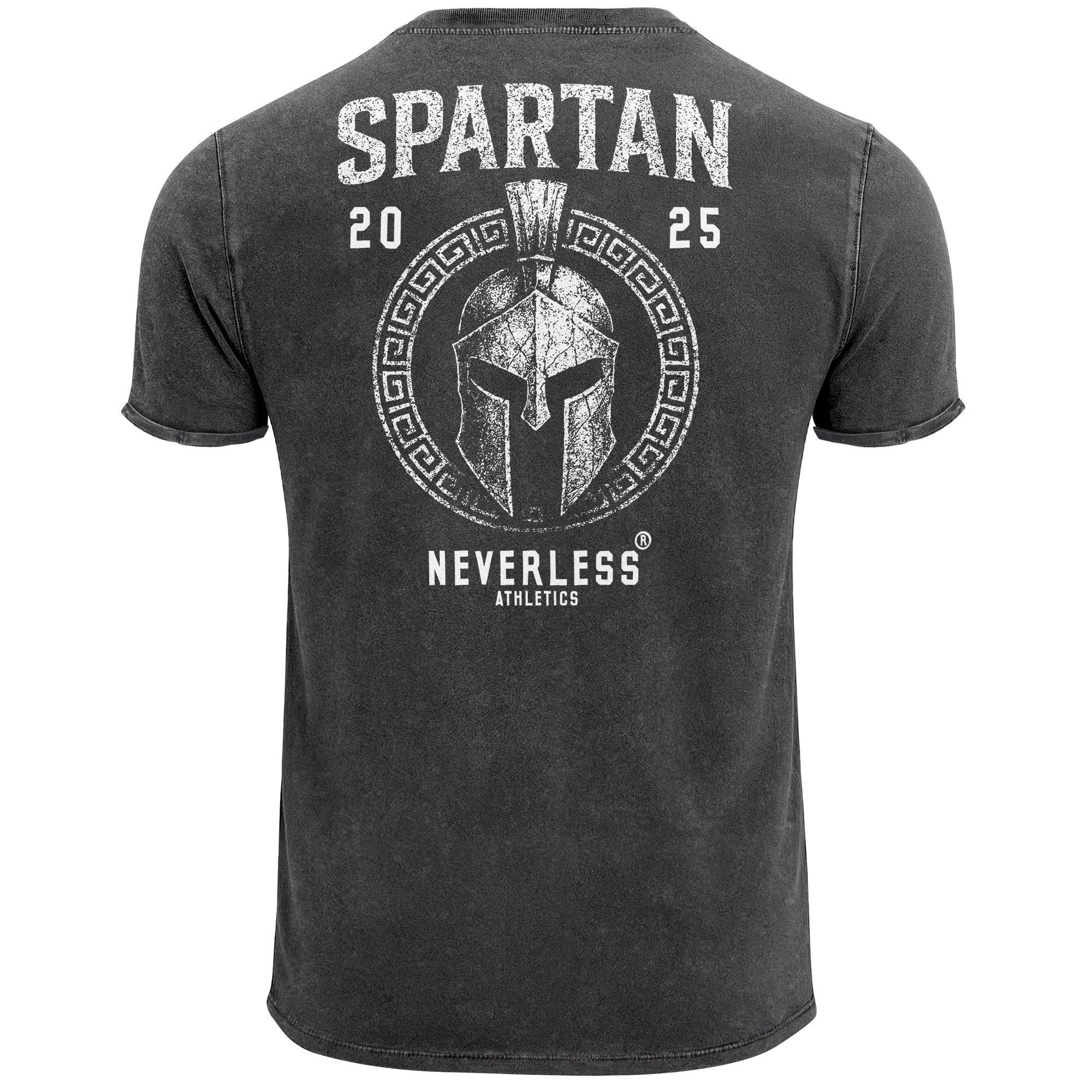 Print-Shirt Herren Vintage T-Shirt Backprint Athletic Design Sparta Schriftzug