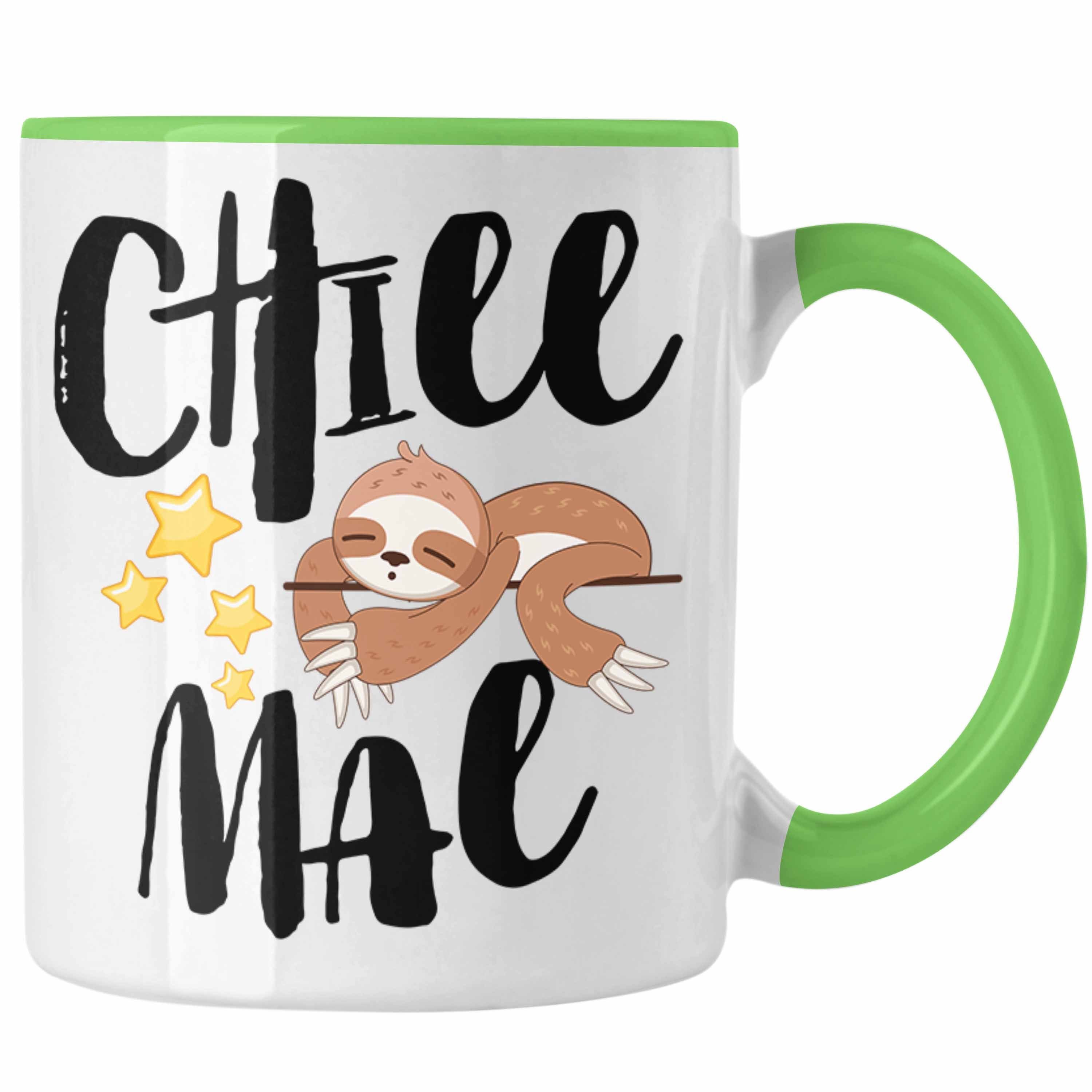 Trendation Tasse Trendation - Chill Mal Lustige Tasse für's Büro Arbeit Kollegin Männer Frauen Kaffeetasse Faultier Kinder Sprüche Grün