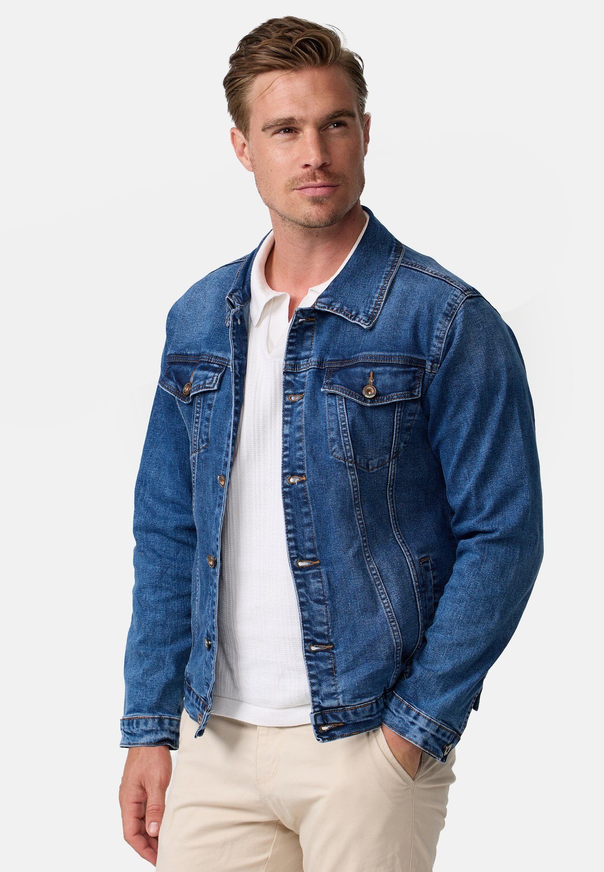 Giani 5 Jeansjacke Denim Stone 5924 Wash in Classic Jeans Biker Dunkelblau Jacke