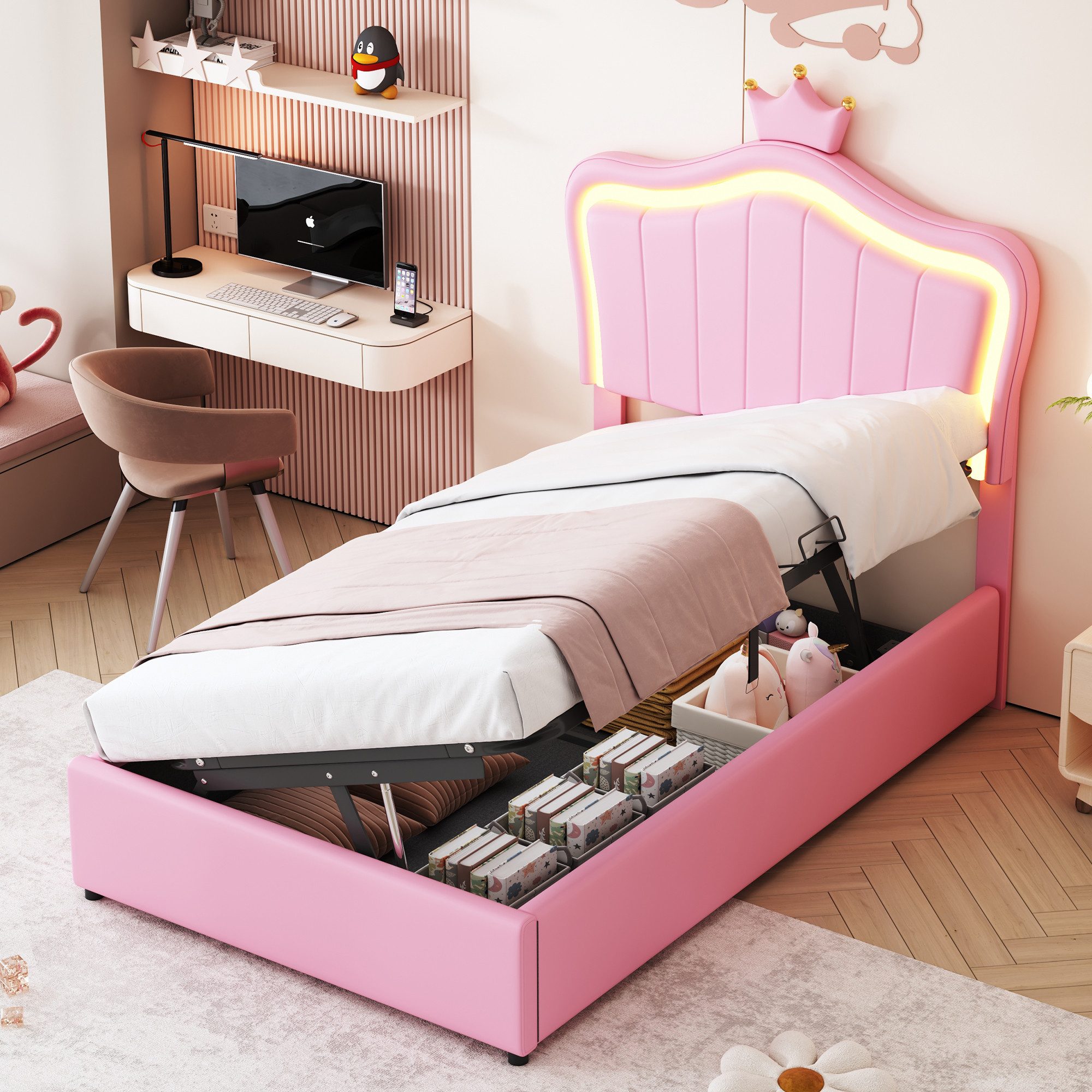 STILVORA Bett Polsterbett 90x200 mit LED günstig online kaufen