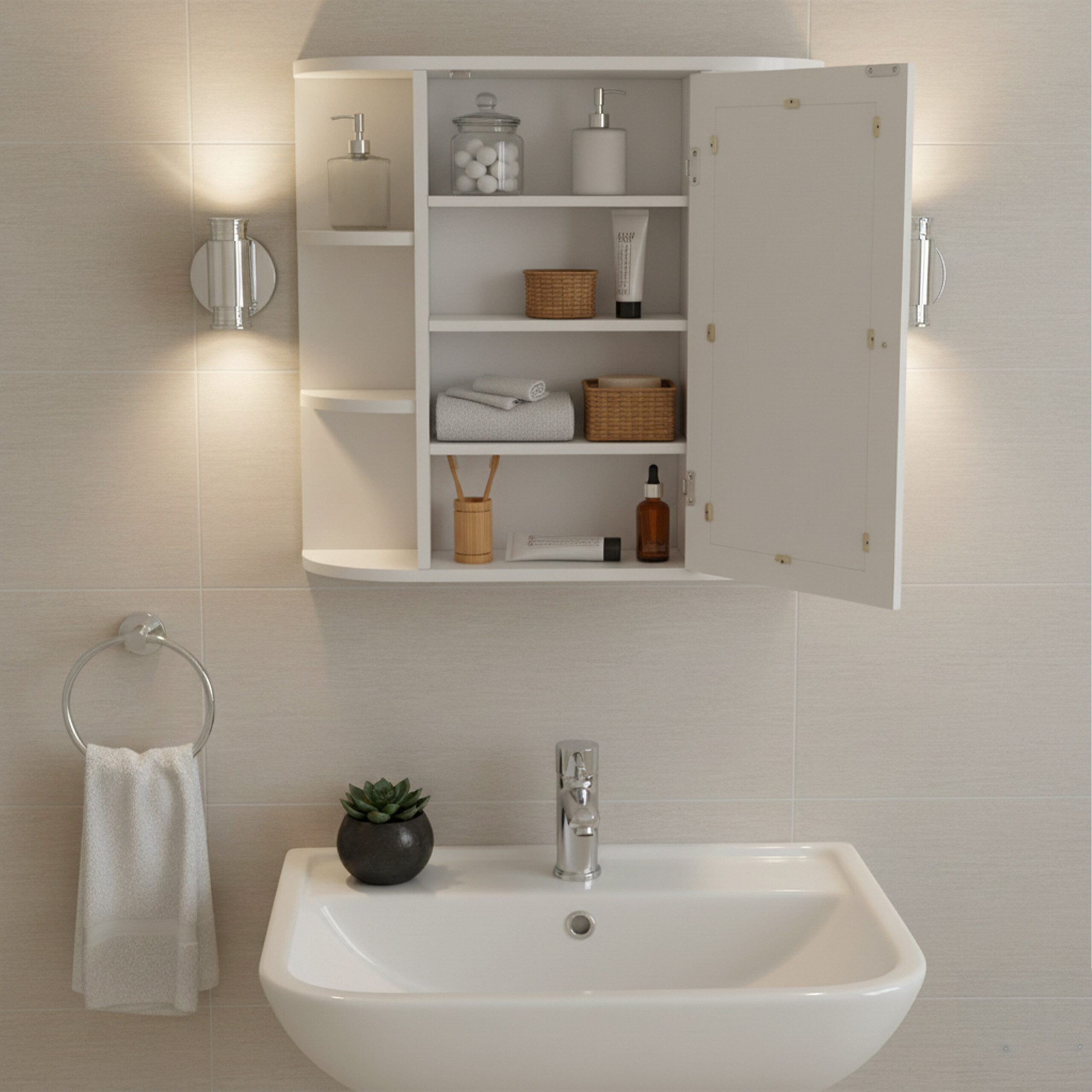 relaxdays Spiegelschrank mit 10 Fäch