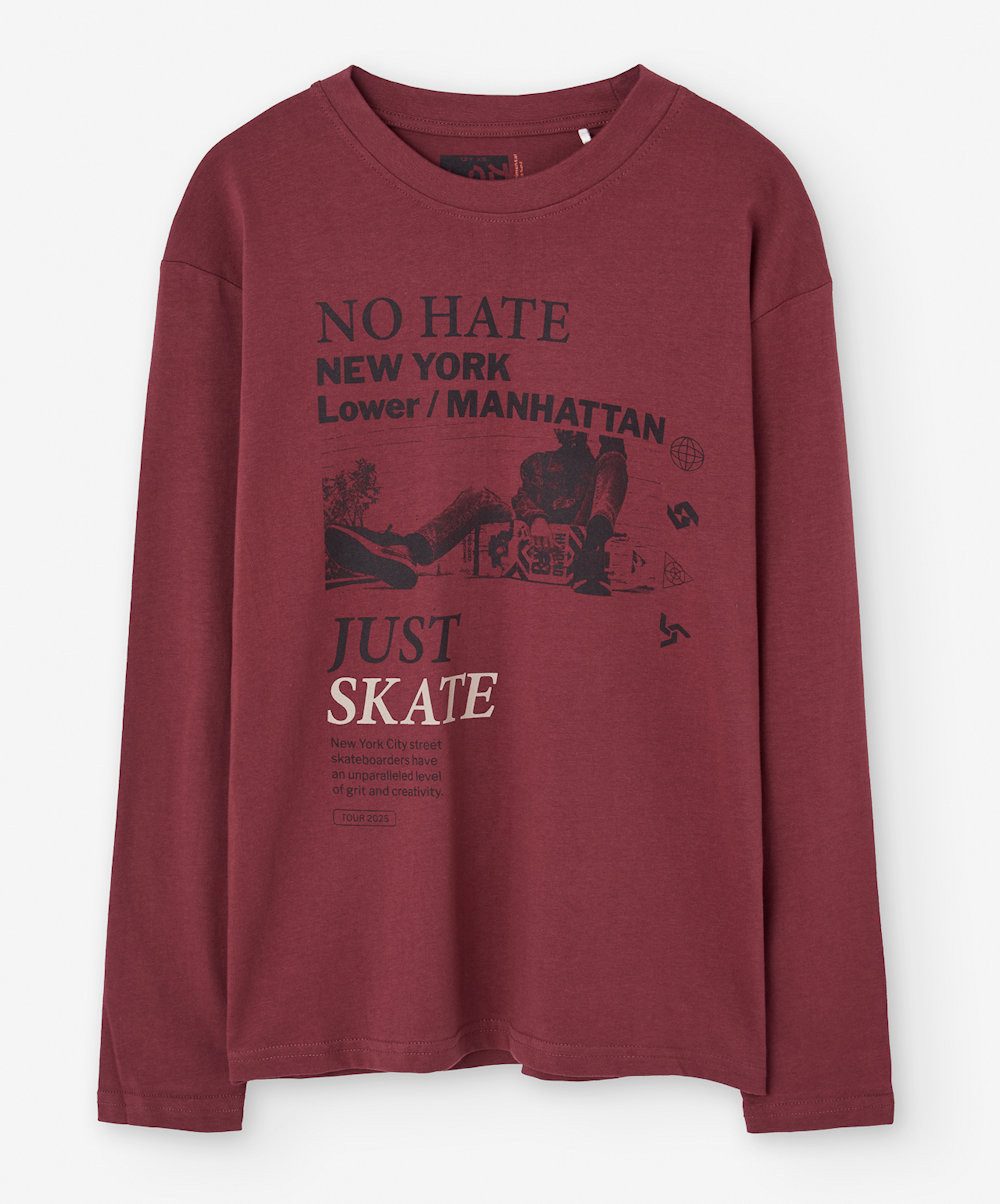 LOSAN Langarmshirt Losan Jungen Langarmshirt no hate dark red (1-tlg)