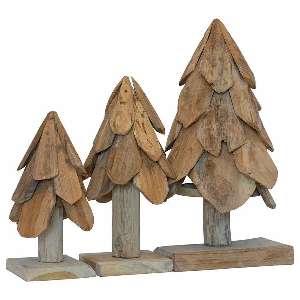 vidaXL Künstlicher Weihnachtsbaum Weihnachtsbaum mit Ständer 3 pcs Braun Massivholz