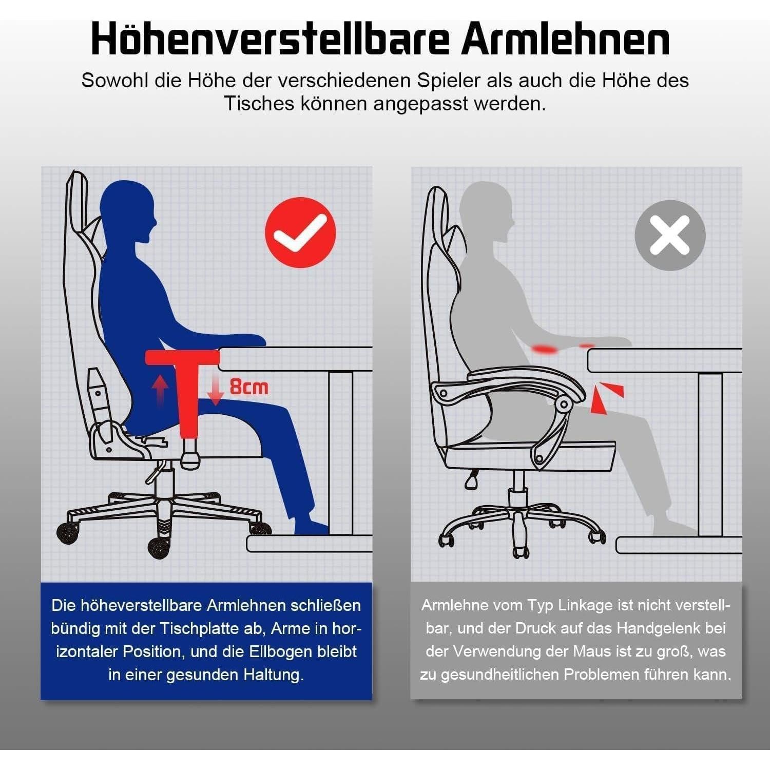 LuxusKollektion Gaming Chair Gaming Stuhl Ergonomisch mit verstellbaren Lendenkissen und