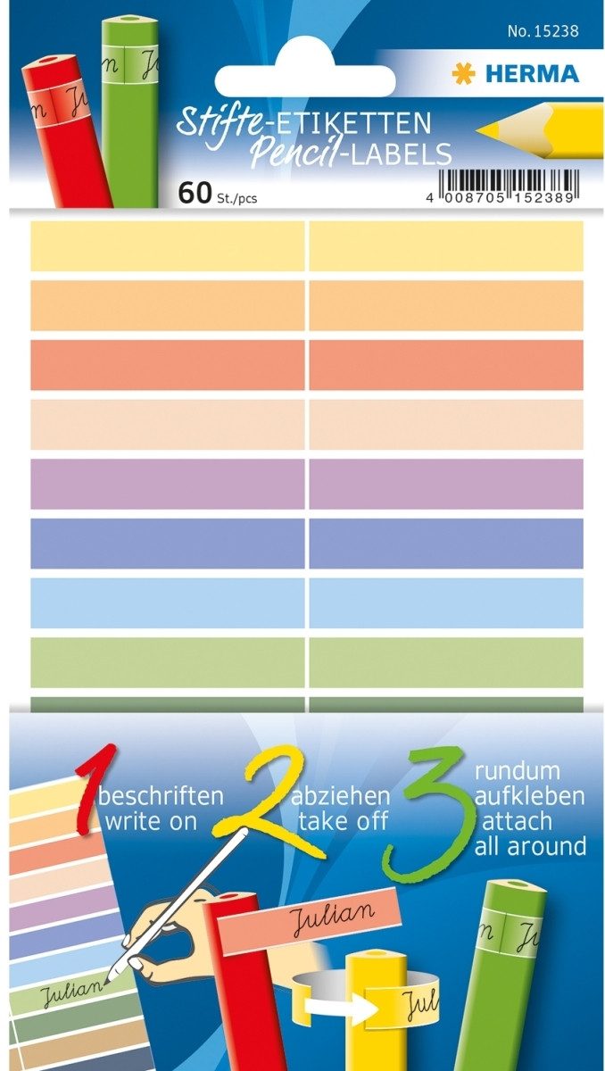 Etiketten Stiftetiketten farbig bedruckt VE=3 Blatt