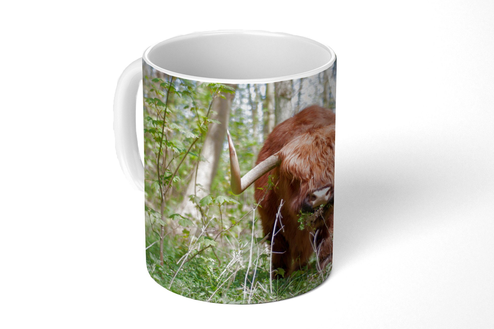 MuchoWow Tasse Schottischer Highlander - Wald - Schottische Kuh, Keramik, Kaffeetassen, Teetasse, Becher, Teetasse, Geschenk