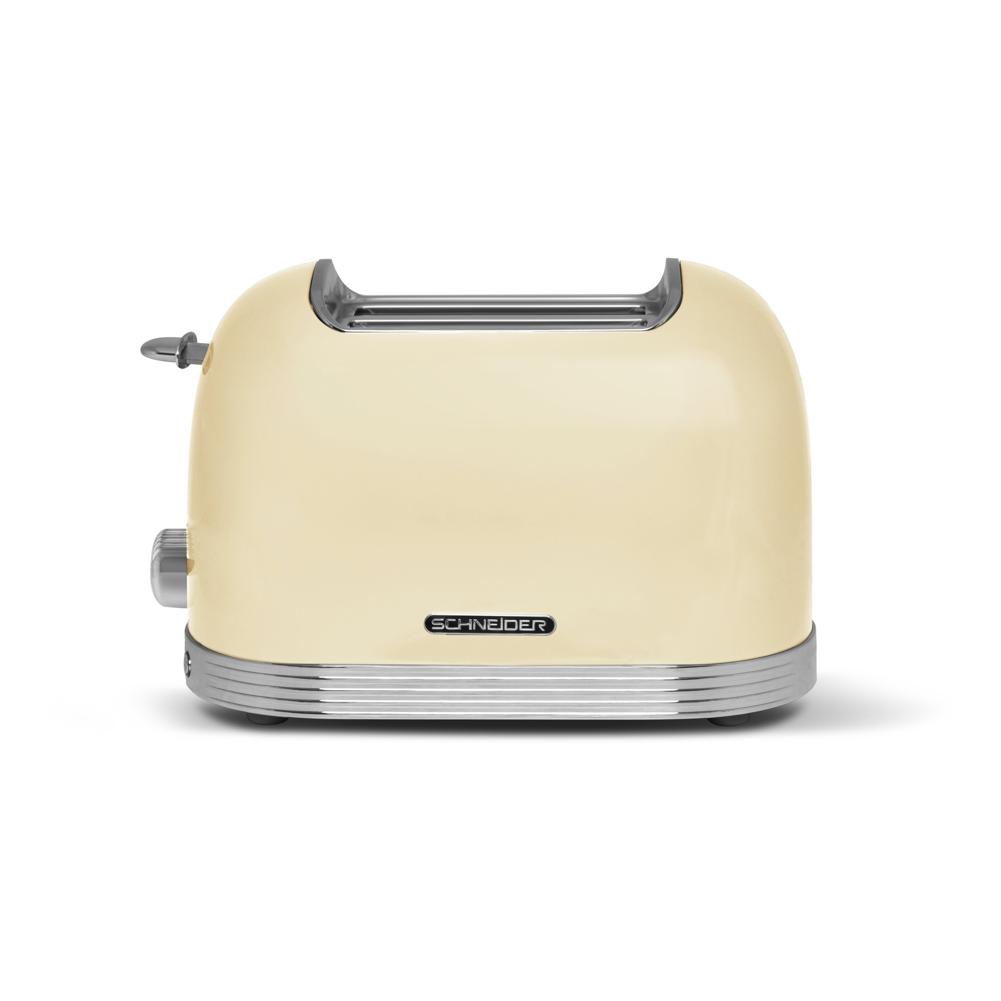 SCHNEIDER Toaster Vintage 6 Stufen Krümelschublade, 2 kurze Schlitze, für 2 Scheiben, 1630 W, Auftau- und Aufwärm-Funktion, Überhitzungsschutz cremeweiß | Langschlitztoaster