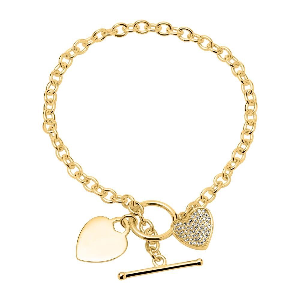 Silberarmband JEWLIX Armband Herzen aus 925er Silber, vergoldet mit Zirkonia