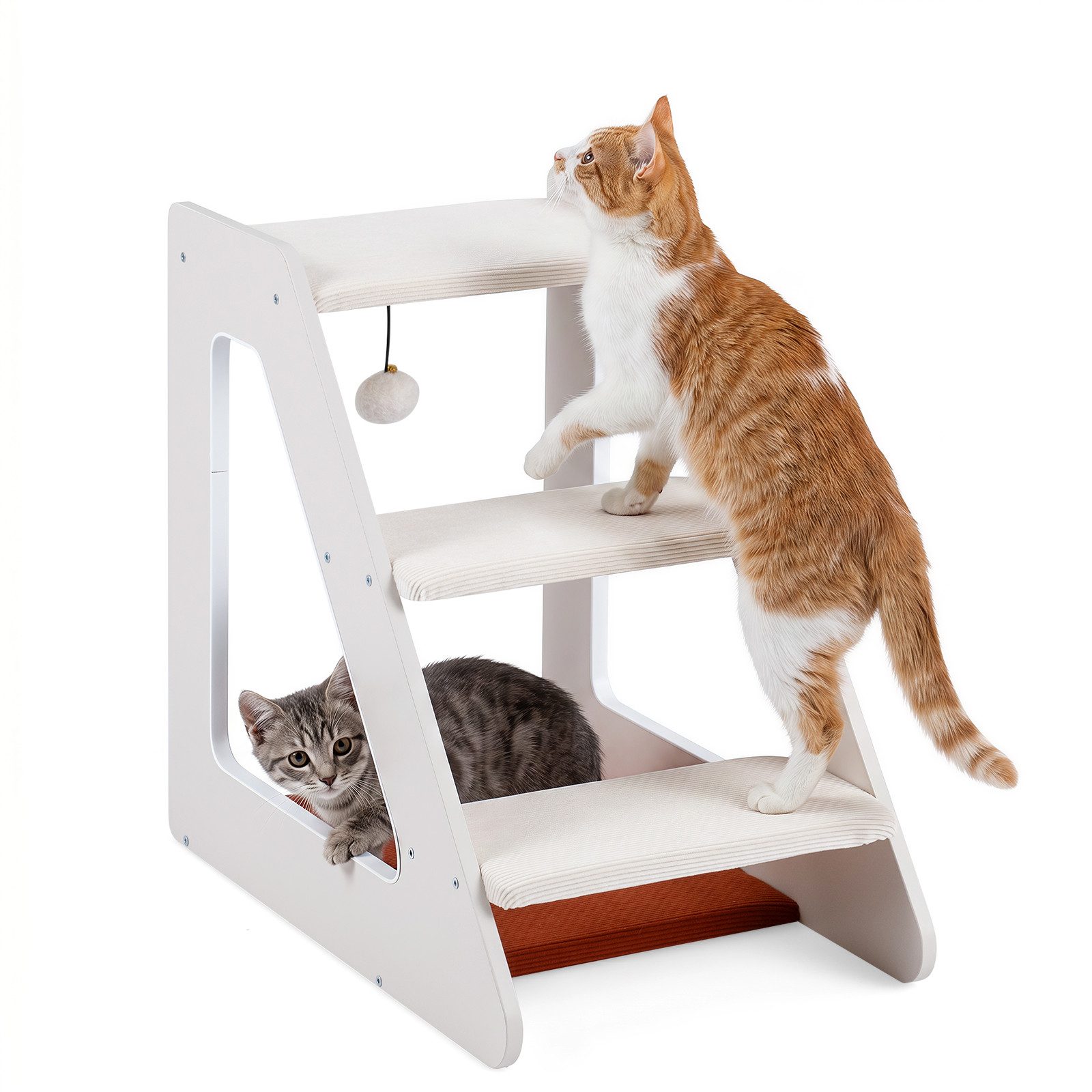COSTWAY Haustiertreppe (1-St), Katzentreppe, 3 Stufen Hundetreppe, mit Katzenbett