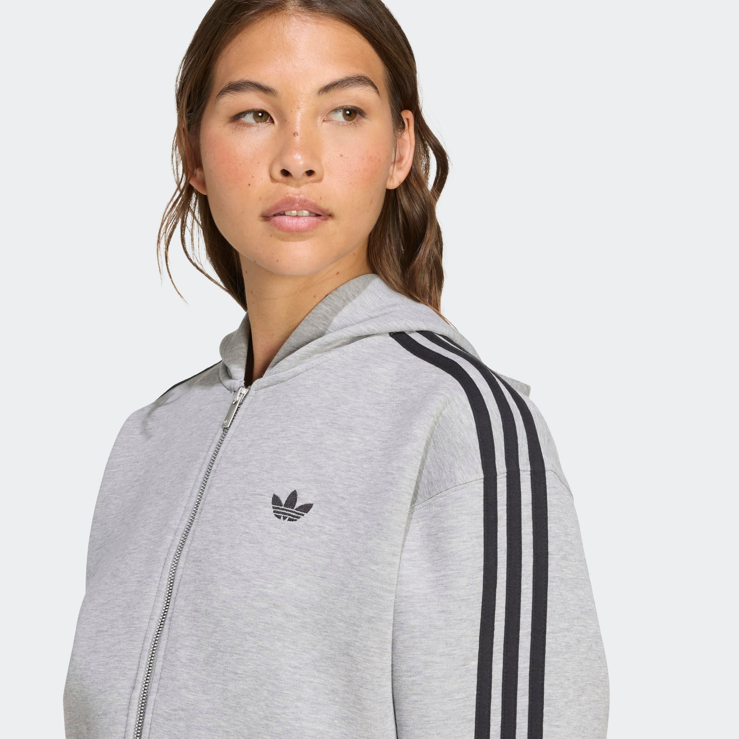 adidas Originals Sweatjacke ADICOLOR 3-STREIFEN SPACER MIT DURCHGEHENDEM REISSVERSCHLUSS mit Kapuze, aus Baumwolle und Polyester, für Alltag