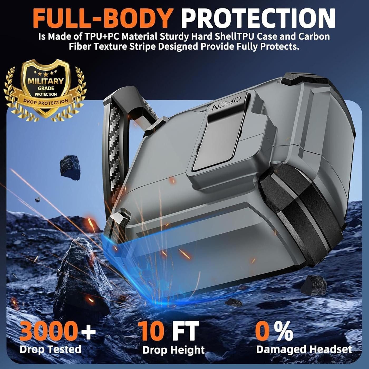 CoolGadget Kopfhörer-Schutzhülle Defender Hülle für Apple AirPods 4 magnetisch mit Karabiner, 360° Full-Body Case Schutzhülle Handy Standfunktion magnetisch lad – Bild 5 von 5