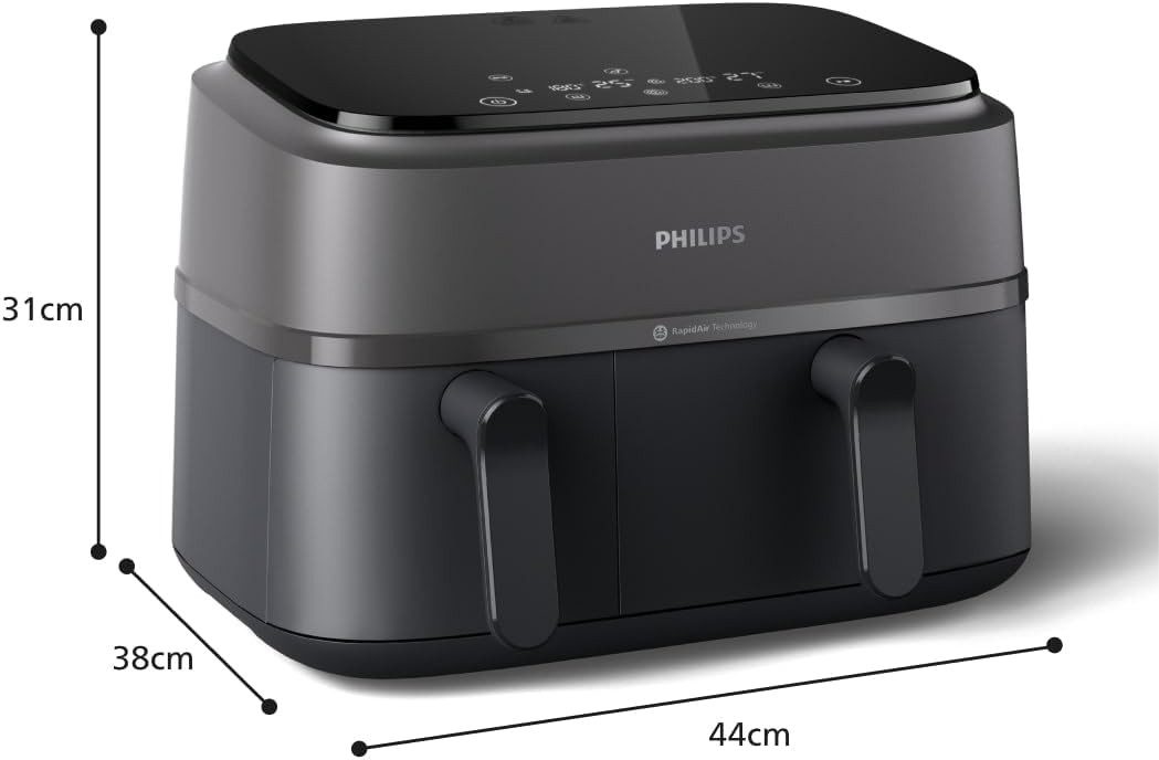 Philips Heißluftfritteuse NA350/00, 2750 W, Airfryer Dual Basket 3000 Series, 9L, 2 Körbe