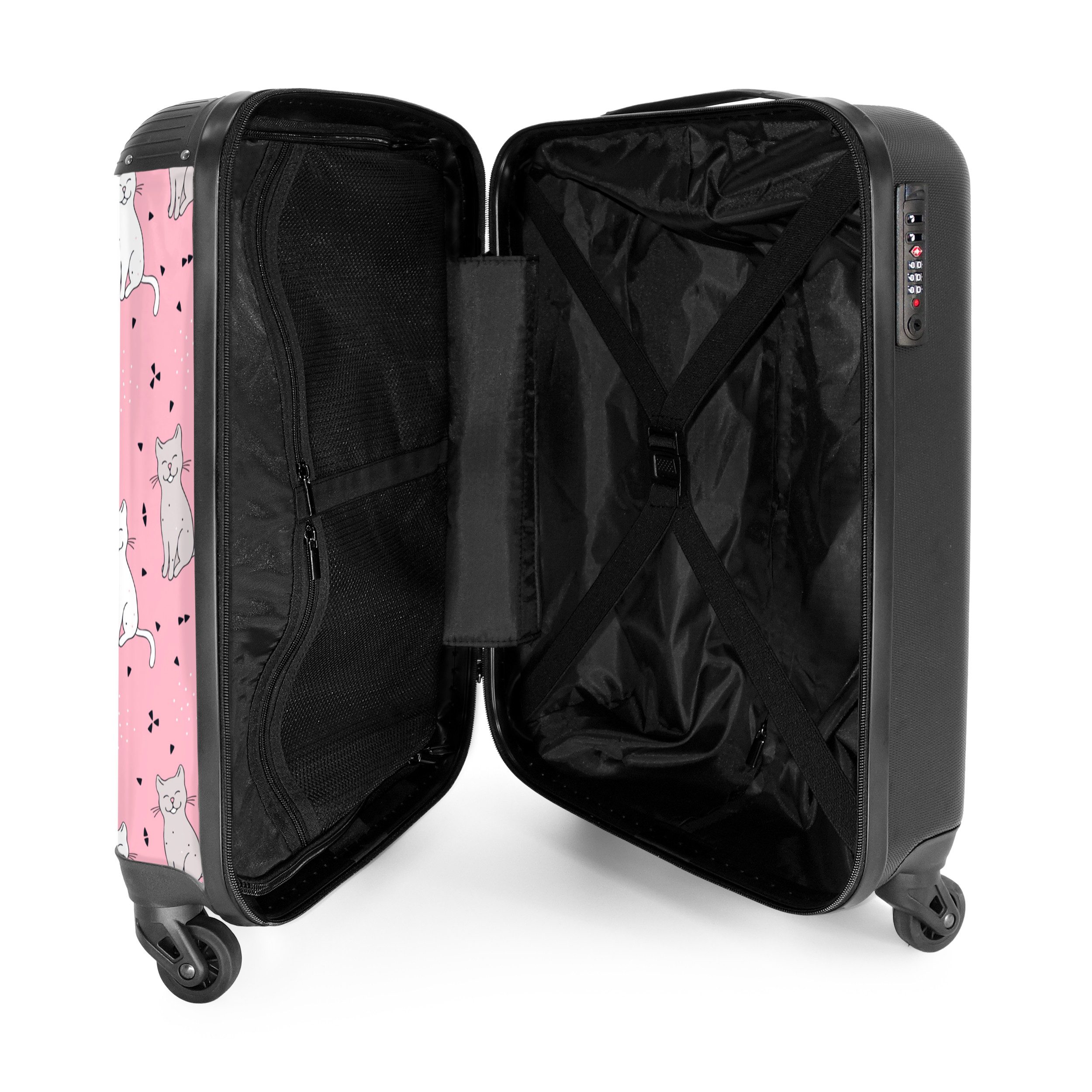 NoBoringSuitcases.com© Kinderkoffer Katze - Rosa - Muster - Katze - Haustiere 55x35x20cm, Kinder Koffer Klein, Trolley Handgepäck, Reisekoffer – Bild 4 von 5
