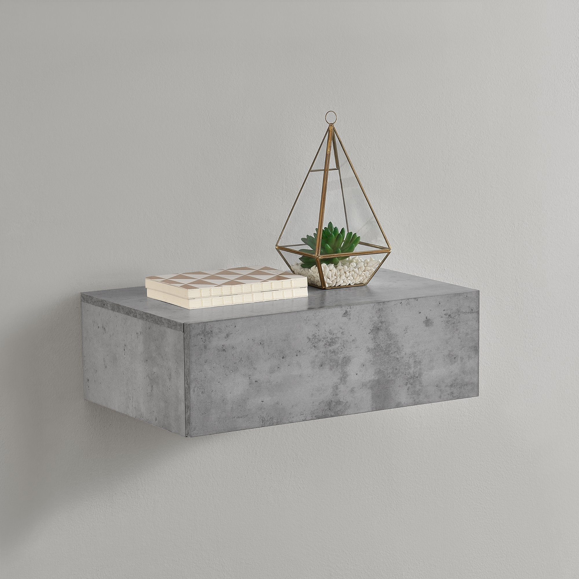 Wandboard en.casa Beton-Optik »Oslo« mit 46x30x15cm Nachtschrank Schublade