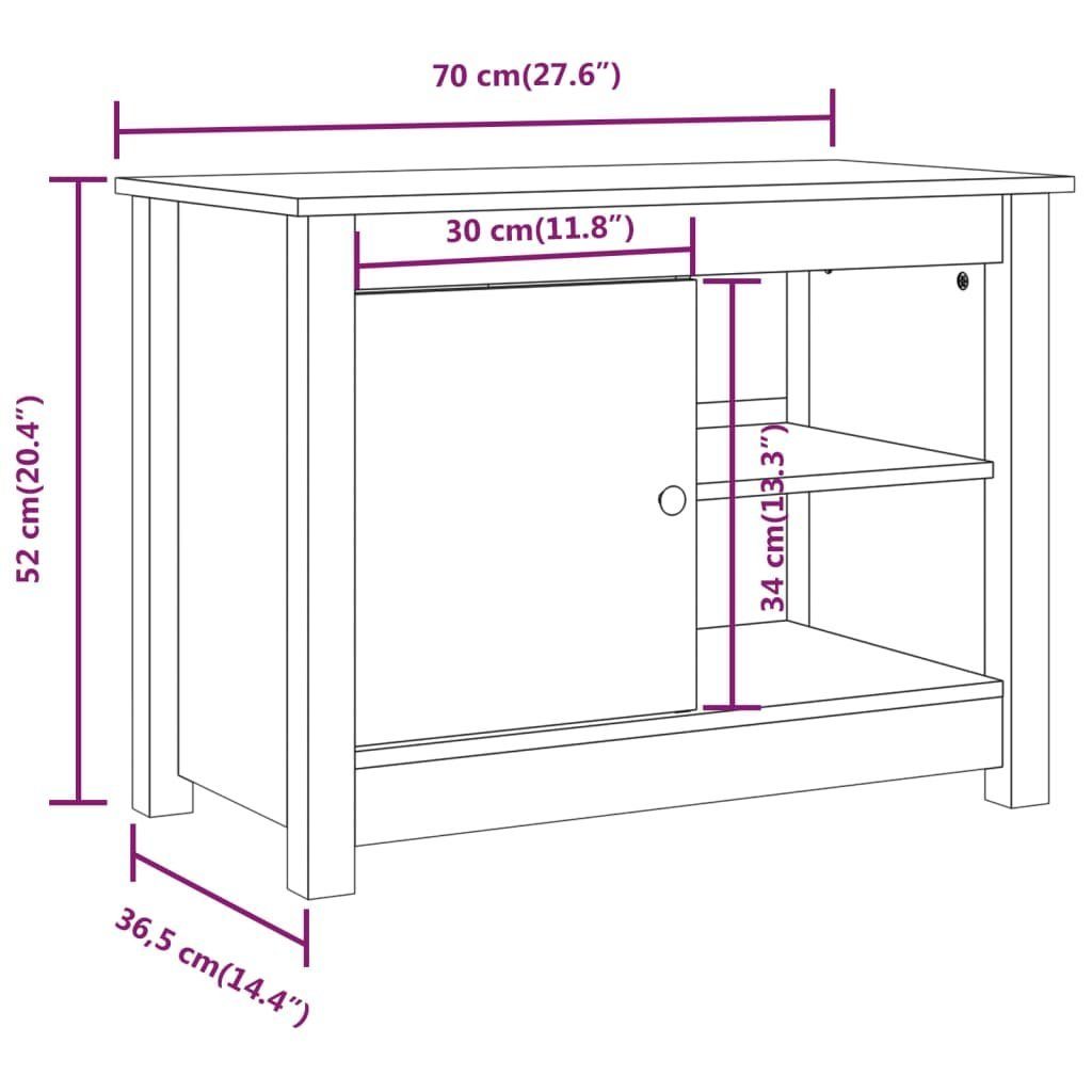 Kiefer Massivholz furnicato Schwarz 70x36,5x52 TV-Schrank cm